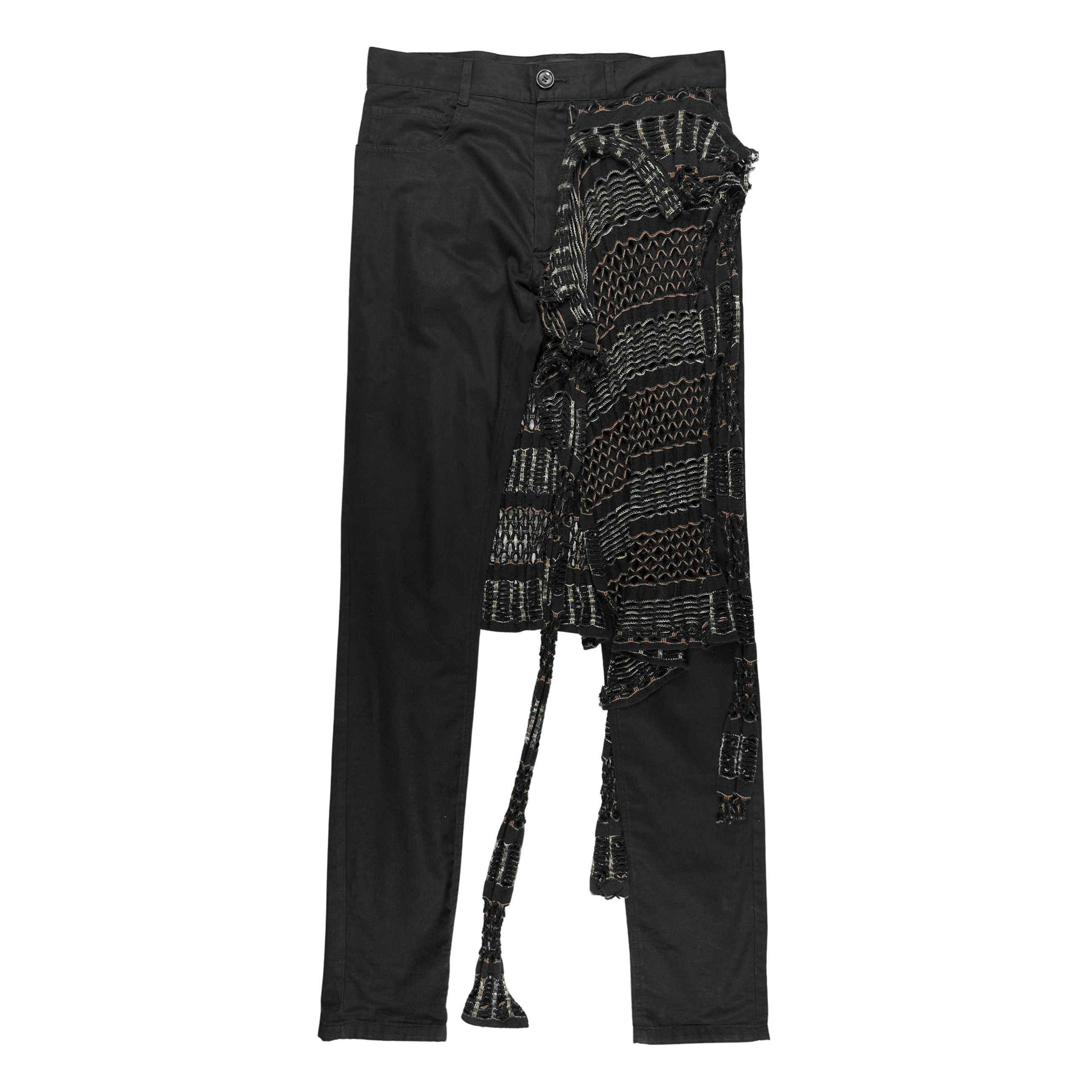 Raf Simons Relaxed Fit Denim Pants With Cut Out Knee Patches in Black