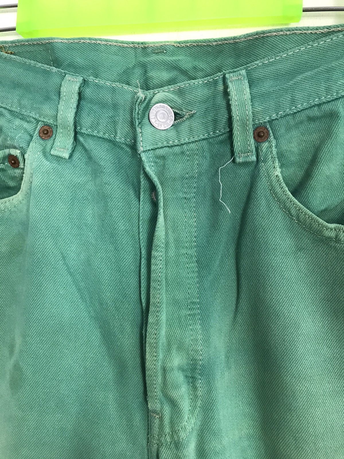 Levi's × Vintage Levi’s & Strauss Distressed Denim Buttonfly Green Design Size US 30 / EU 46 - 3 Thumbnail