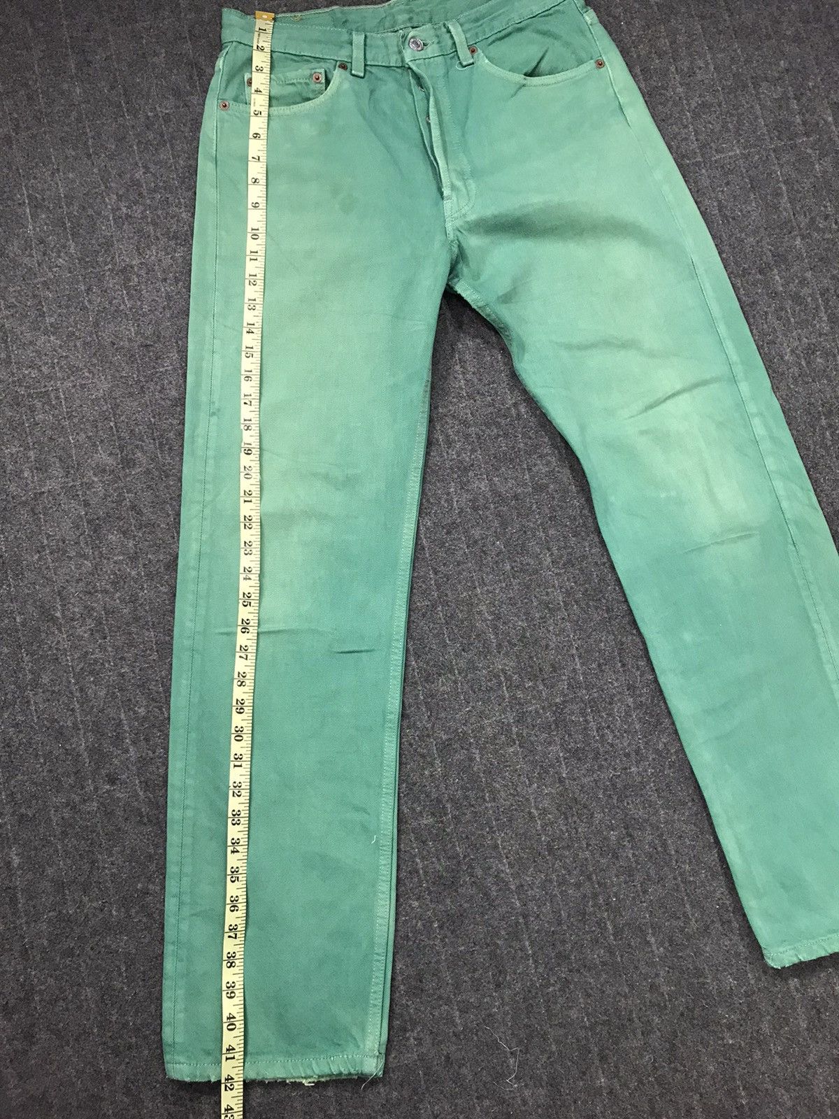 Levi's × Vintage Levi’s & Strauss Distressed Denim Buttonfly Green Design Size US 30 / EU 46 - 9 Thumbnail