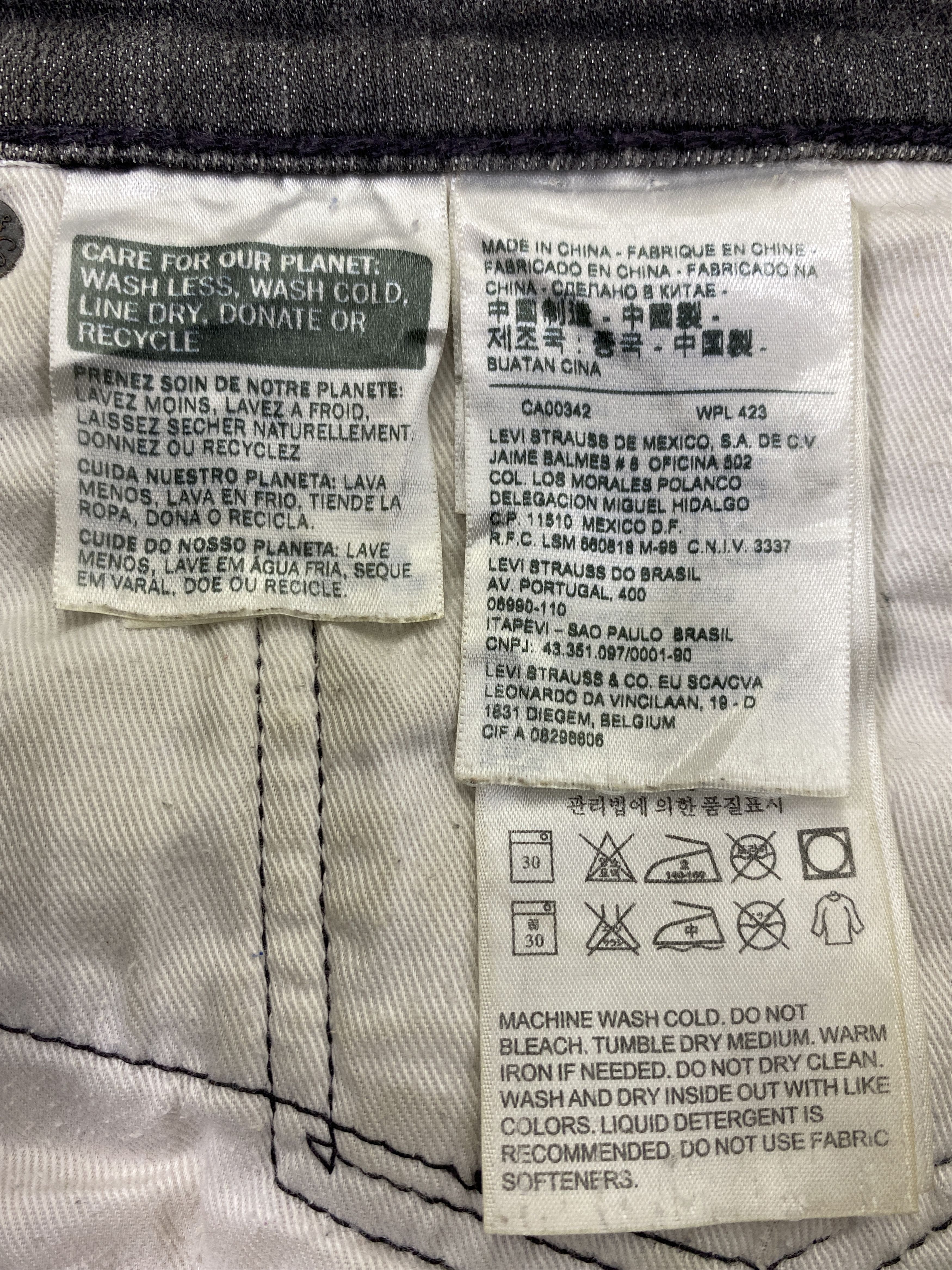 Distressed Grey Levi's 511 Jeans 35x32.5 Denim -JN2537