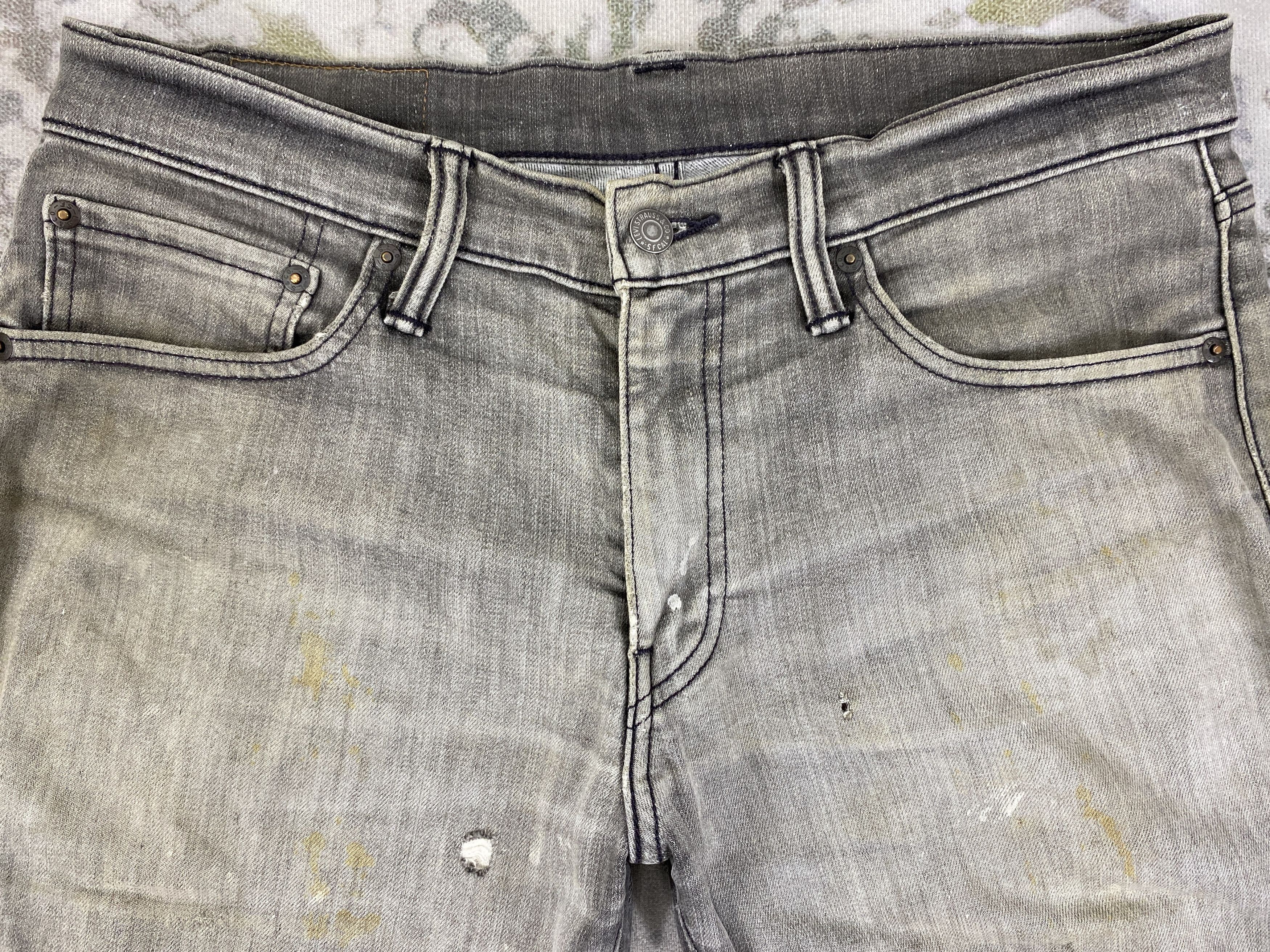 Distressed Grey Levi's 511 Jeans 35x32.5 Denim -JN2537