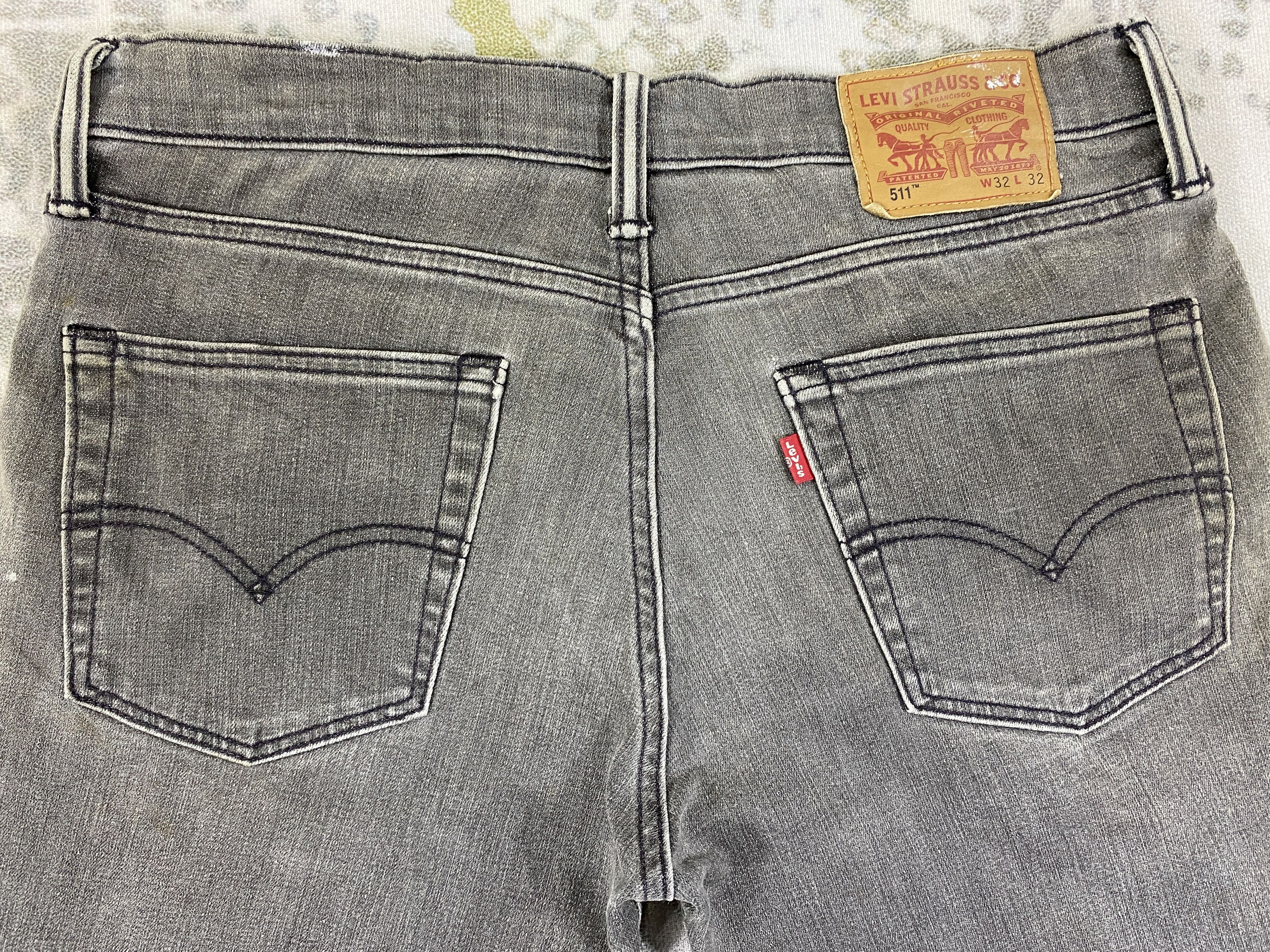 Distressed Grey Levi's 511 Jeans 35x32.5 Denim -JN2537