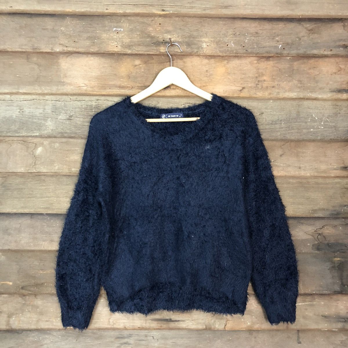 Homespun Knitwear DL Japan Dark Blue Mohair Shag Shaggy Knitwear #c1093 Size US S / EU 44-46 / 1 - 3 Thumbnail