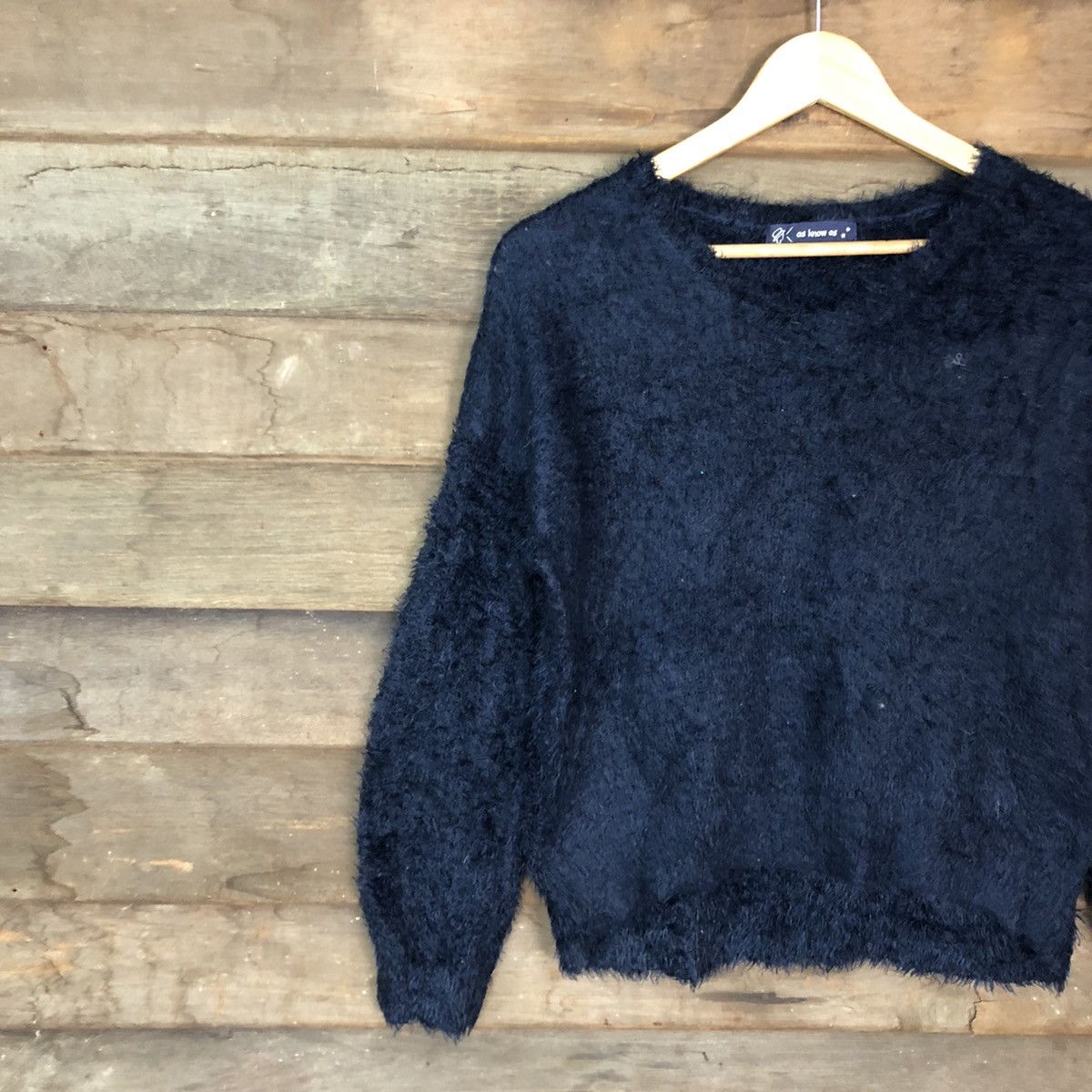 Homespun Knitwear DL Japan Dark Blue Mohair Shag Shaggy Knitwear #c1093 Size US S / EU 44-46 / 1 - 7 Thumbnail