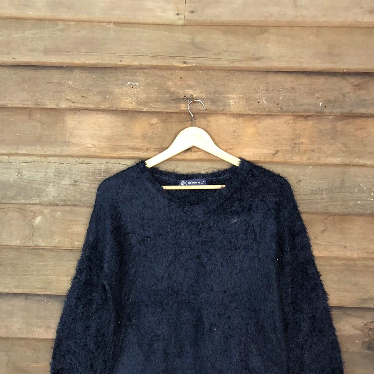 Homespun Knitwear DL Japan Dark Blue Mohair Shag Shaggy Knitwear #c1093 Size US S / EU 44-46 / 1 - 2 Thumbnail