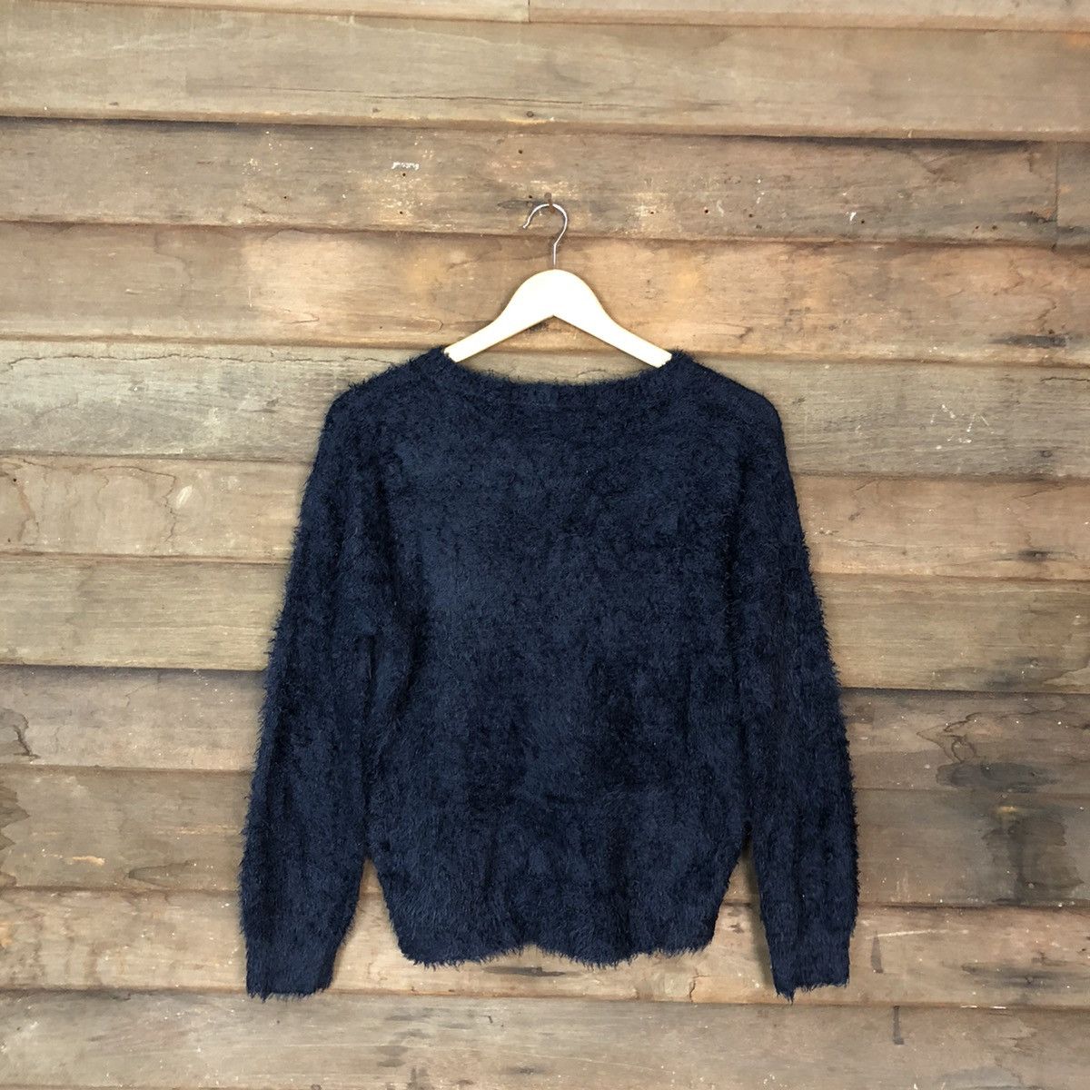 Homespun Knitwear DL Japan Dark Blue Mohair Shag Shaggy Knitwear #c1093 Size US S / EU 44-46 / 1 - 11 Thumbnail