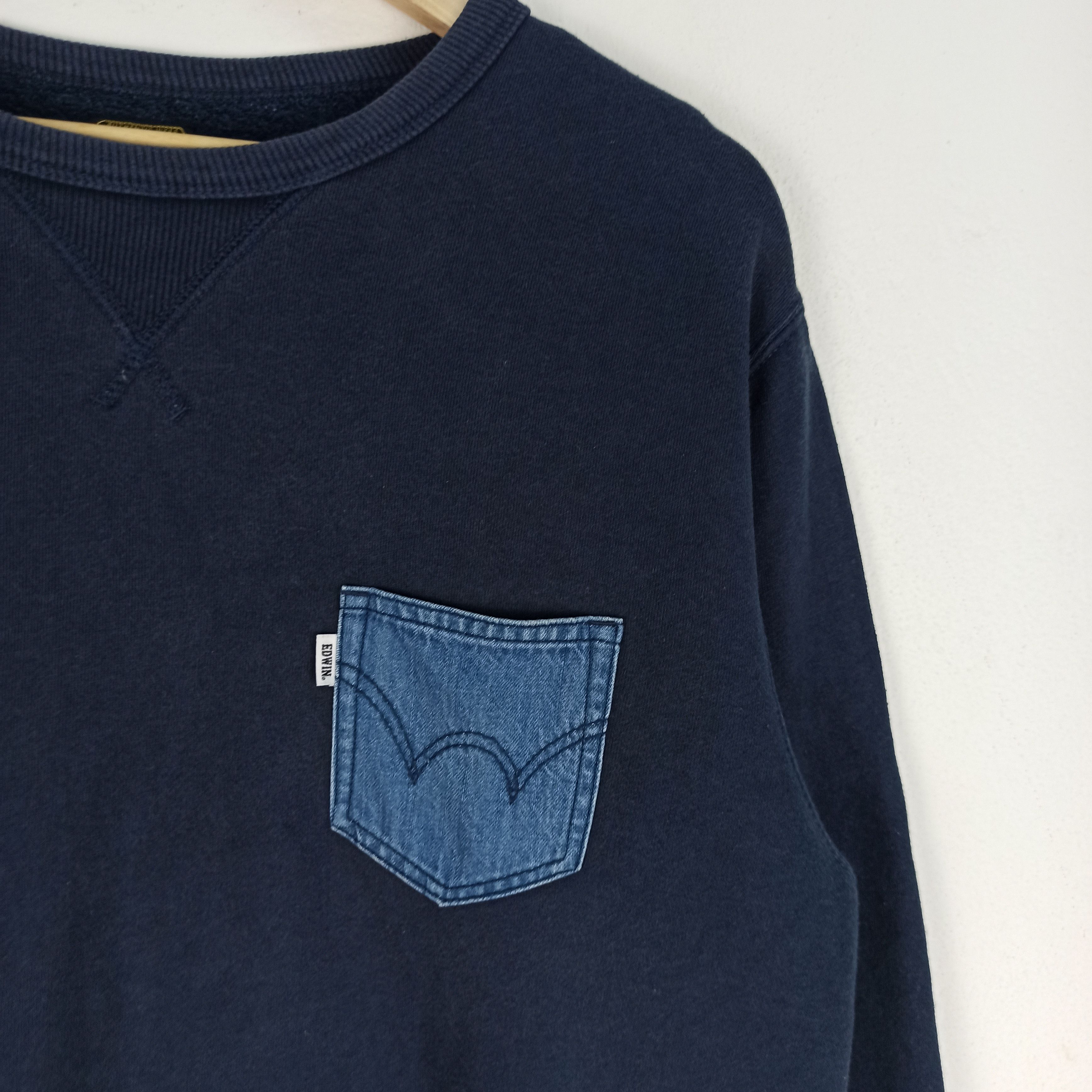 Edwin Vintage EDWIN Sweatshirt Single Pocket Jeans Style Size US M / EU 48-50 / 2 - 2 Thumbnail
