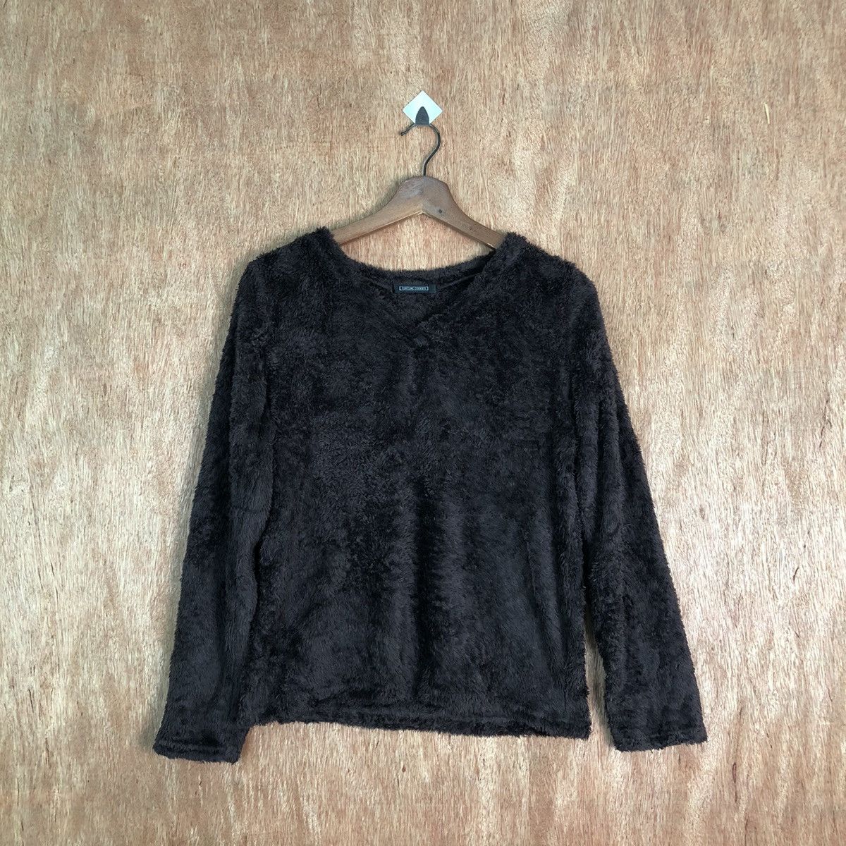 image of Homespun Knitwear x Vintage Fortune Cookies Shag Shaggy Fur Mohair Knitwear 6548 in Dark Brown (Siz
