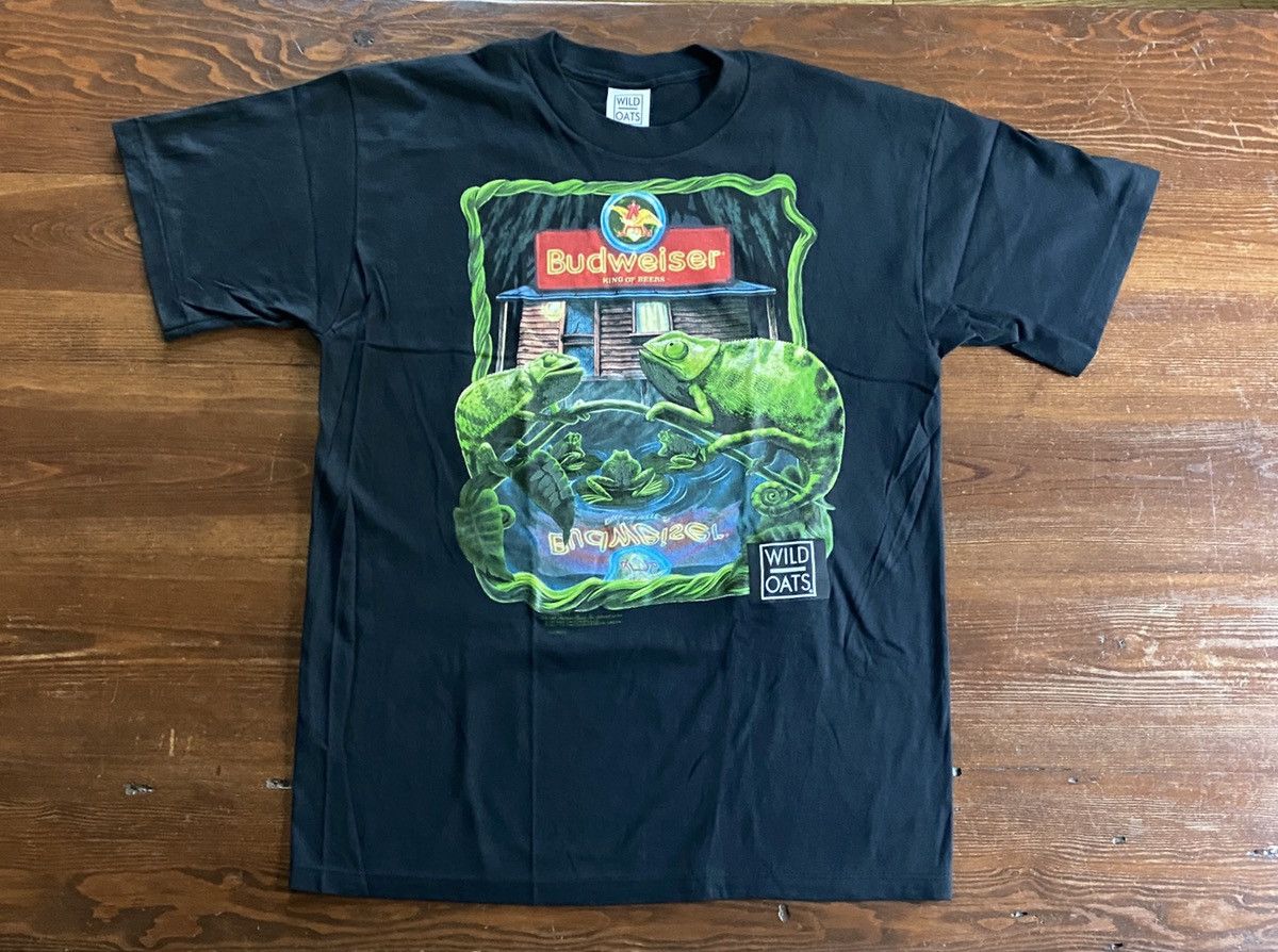 image of 90’S Budweiser Iguanas Wild Oats Voice Box Tee in Black, Men's (Size XL)