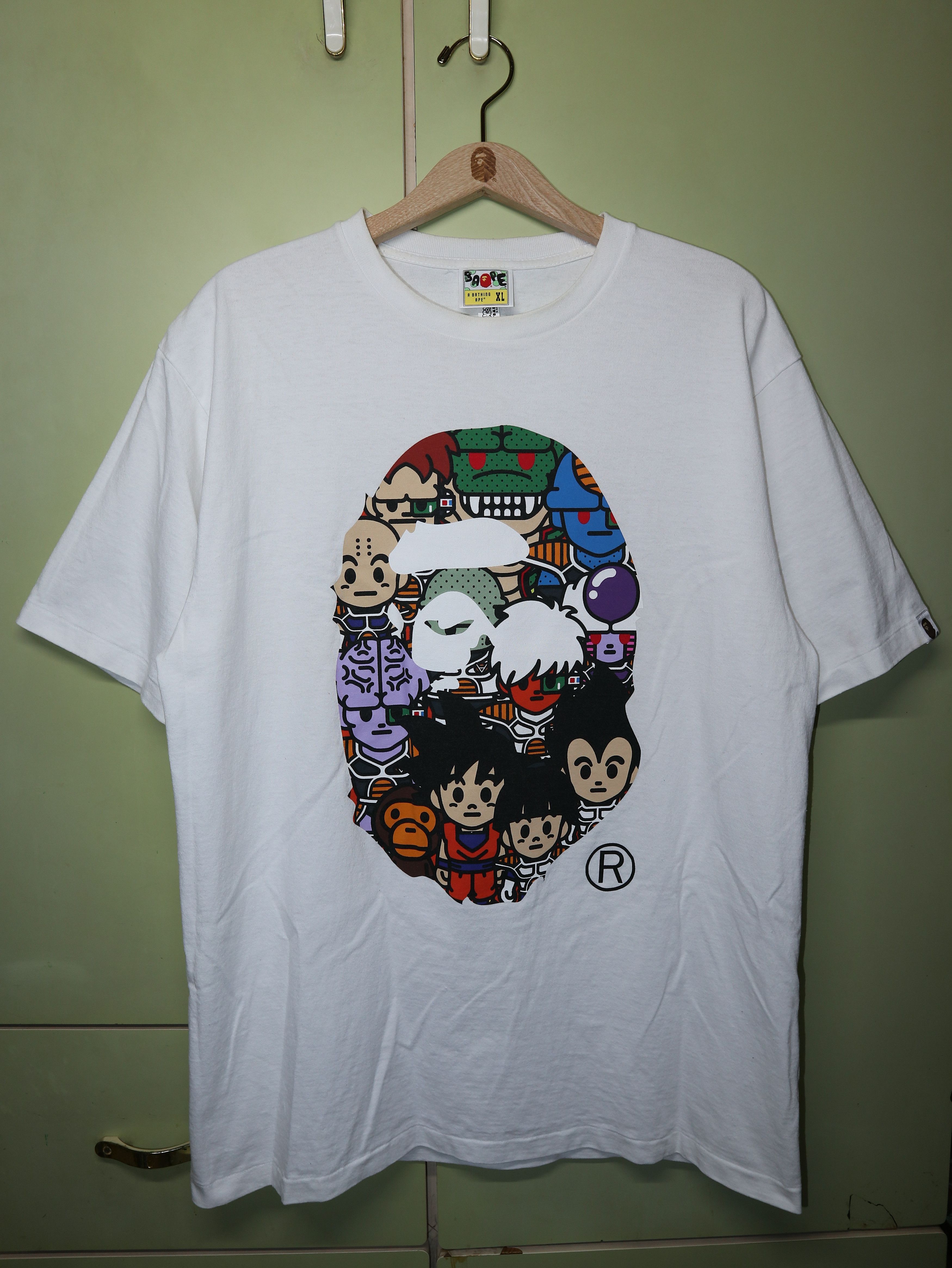 image of Bape X Dragon Ball Z Shenron Baby Milo Ape Head Tee 2017 in White, Men's (Size XL)