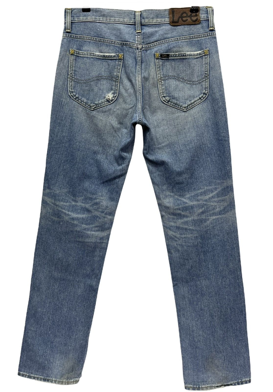 Lee FYE🔥LEE RIDERS Light Wash Distressed Ripped Patchwork Denim Size US 31 - 7 Thumbnail