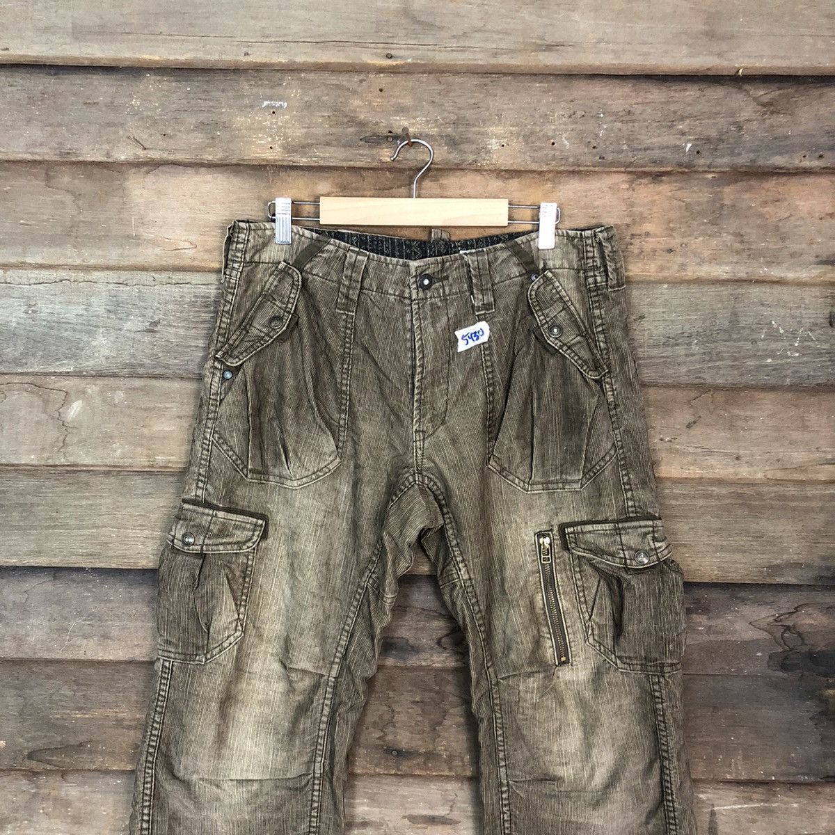 Japanese Brand Back Number Dark Brown Corduroy cargo utility Pants #5430DL Size US 32 / EU 48 - 2 Thumbnail