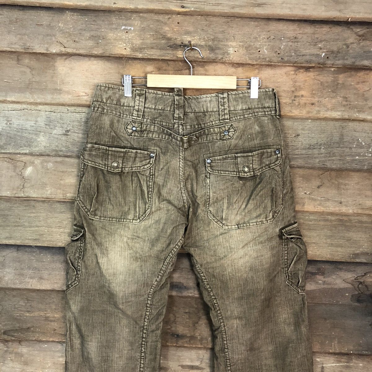 Japanese Brand Back Number Dark Brown Corduroy cargo utility Pants #5430DL Size US 32 / EU 48 - 11 Thumbnail