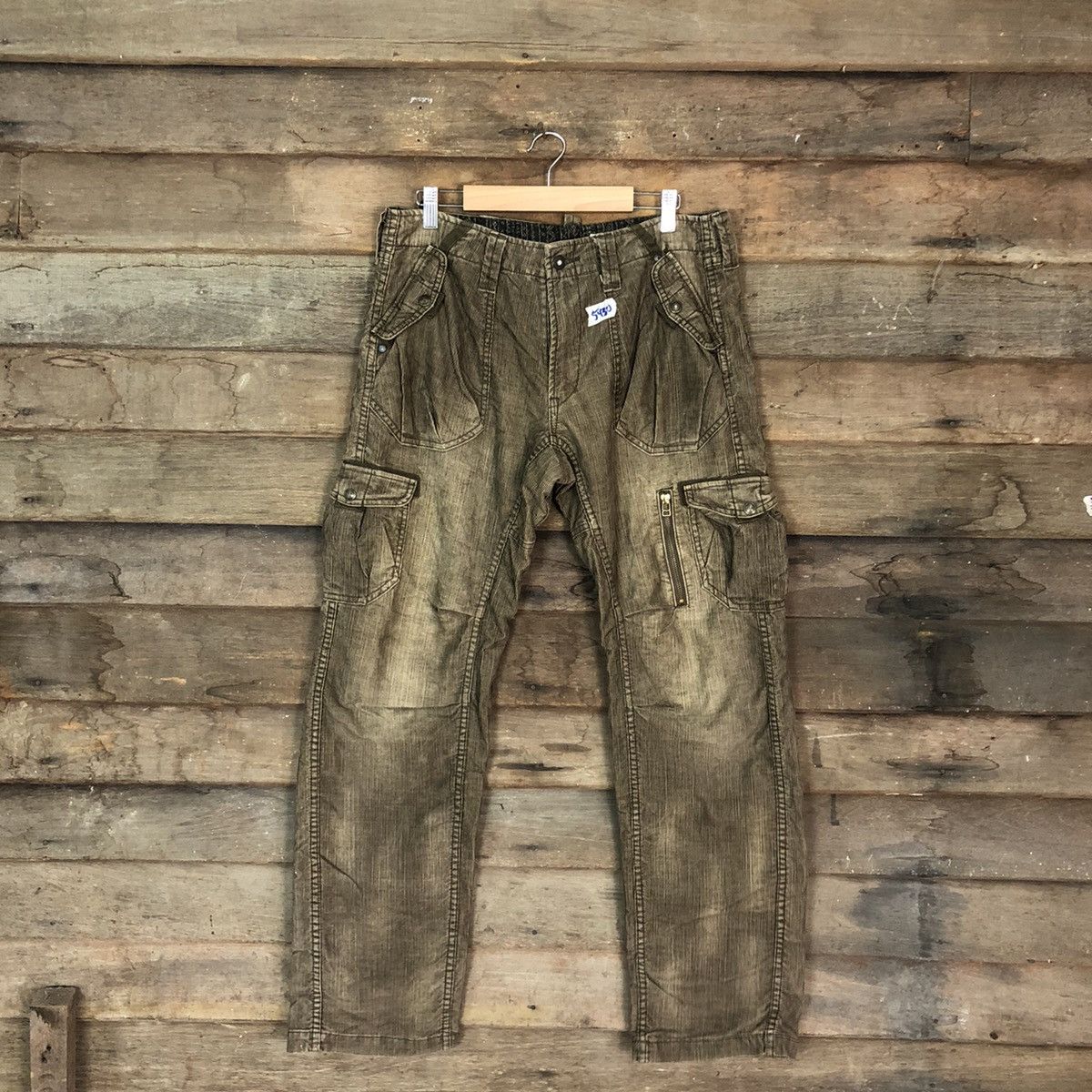 Japanese Brand Back Number Dark Brown Corduroy cargo utility Pants #5430DL Size US 32 / EU 48 - 1 Thumbnail