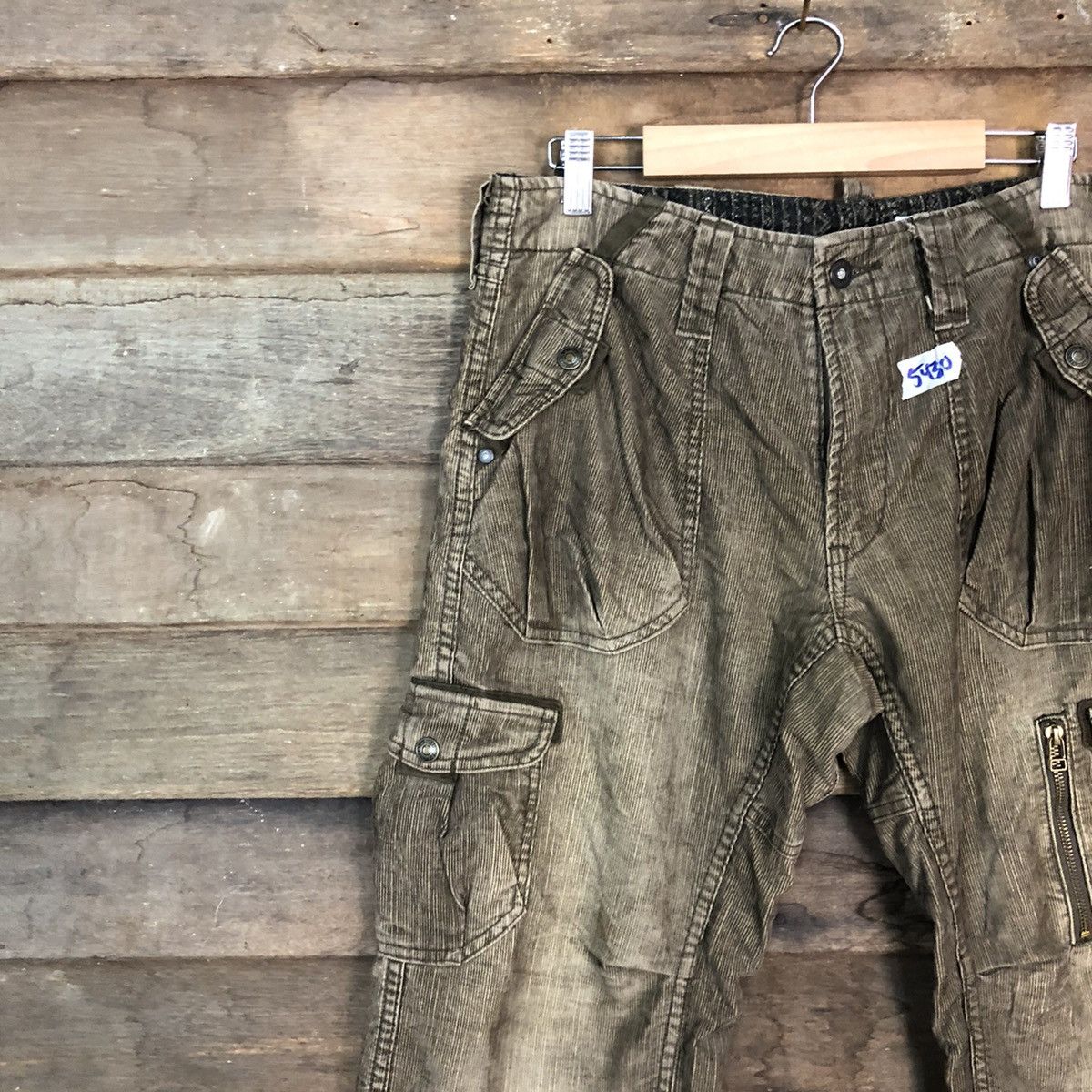 Japanese Brand Back Number Dark Brown Corduroy cargo utility Pants #5430DL Size US 32 / EU 48 - 6 Thumbnail