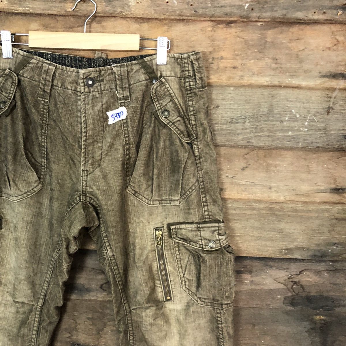 Japanese Brand Back Number Dark Brown Corduroy cargo utility Pants #5430DL Size US 32 / EU 48 - 5 Thumbnail