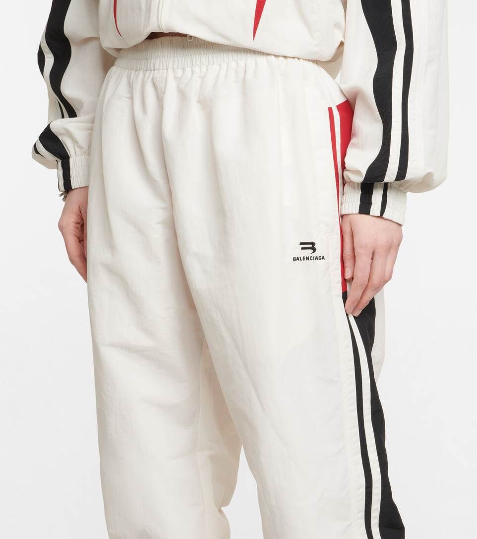 image of Balenciaga White Cream Nylon Stripped Trackpants With Logo, Men's (Size 30)