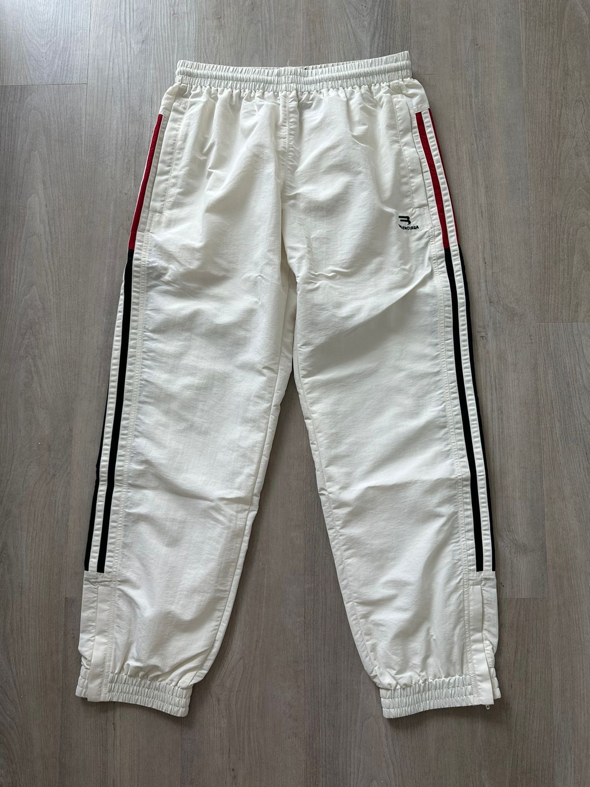 Balenciaga Balenciaga White Cream Nylon Stripped Trackpants with logo Size US 30 / EU 46 - 3 Thumbnail