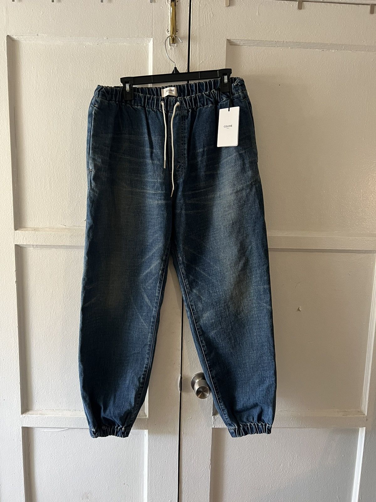 image of Celine x Hedi Slimane New Dancing Kid Denim Joggers (Size 31)