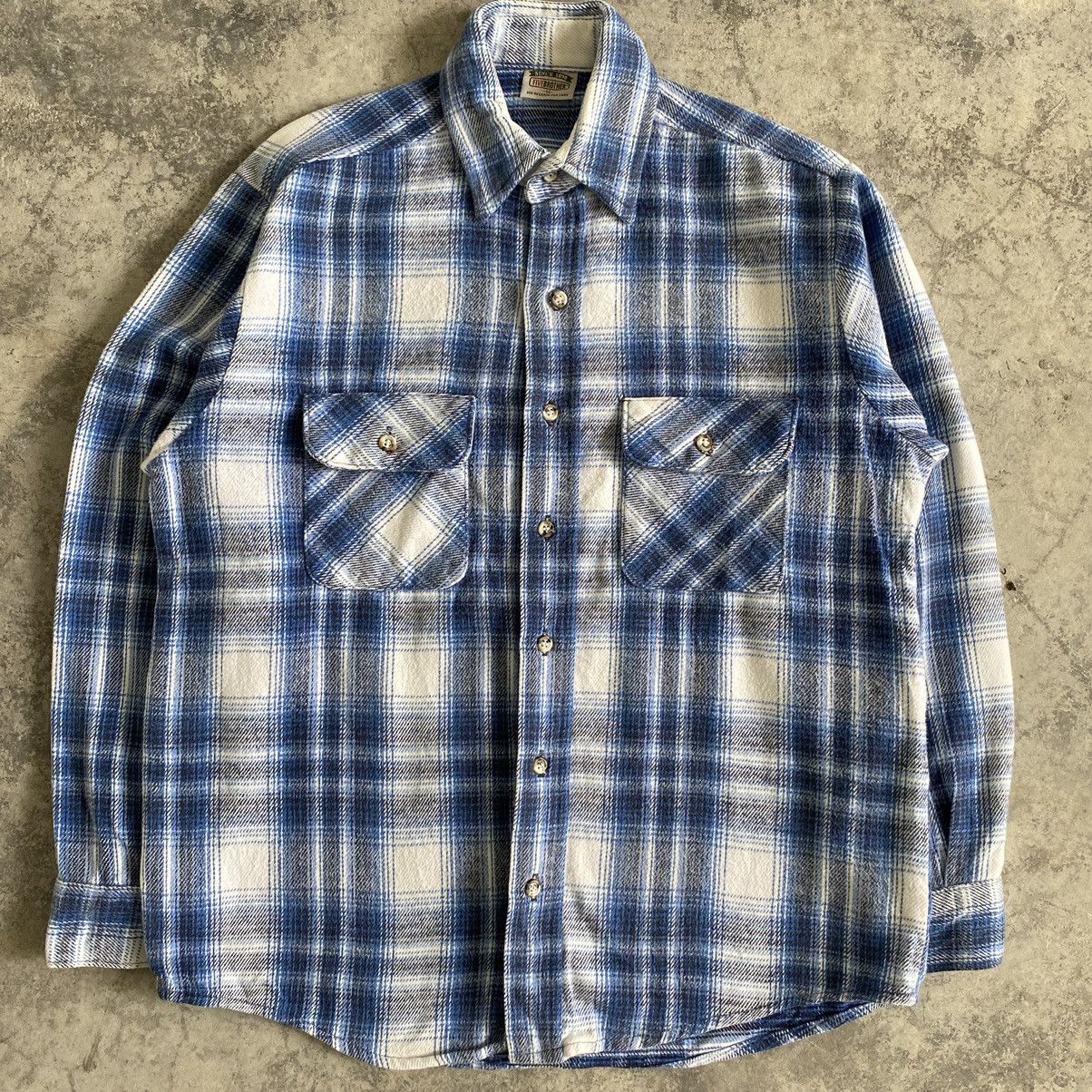 Flannel VTG 90’s 5 Brother Checker Shadow Plaid Thick Flannel Shirt Size US M / EU 48-50 / 2 - 3 Thumbnail