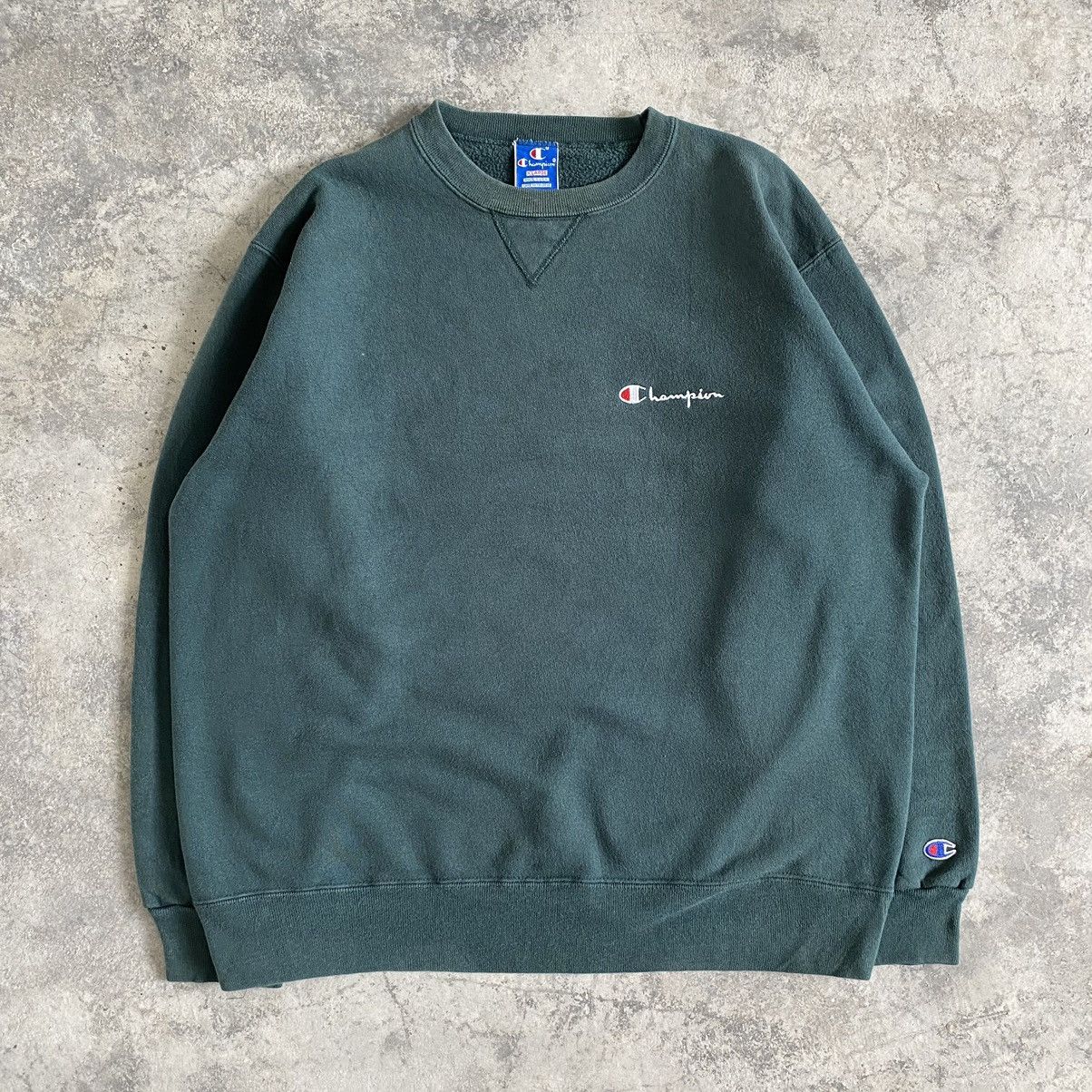Champion Vintage 90’s Champion Faded Green Gusset V Sweashirt Size US XL / EU 56 / 4 - 3 Thumbnail
