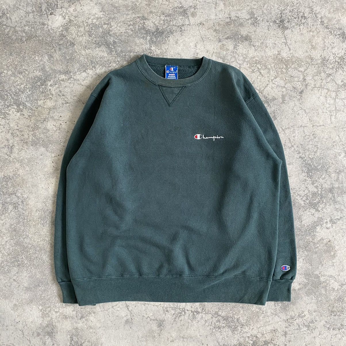 Champion Vintage 90’s Champion Faded Green Gusset V Sweashirt Size US XL / EU 56 / 4 - 1 Thumbnail