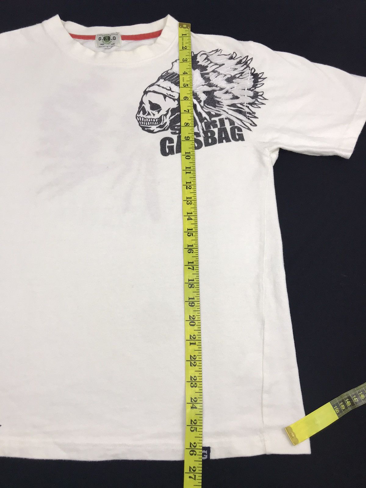 Japanese Brand × Vintage GSB G.S.B.G Gasbag Skull Red Indian Embroidery Logo Art Tee Size US M / EU 48-50 / 2 - 11 Thumbnail