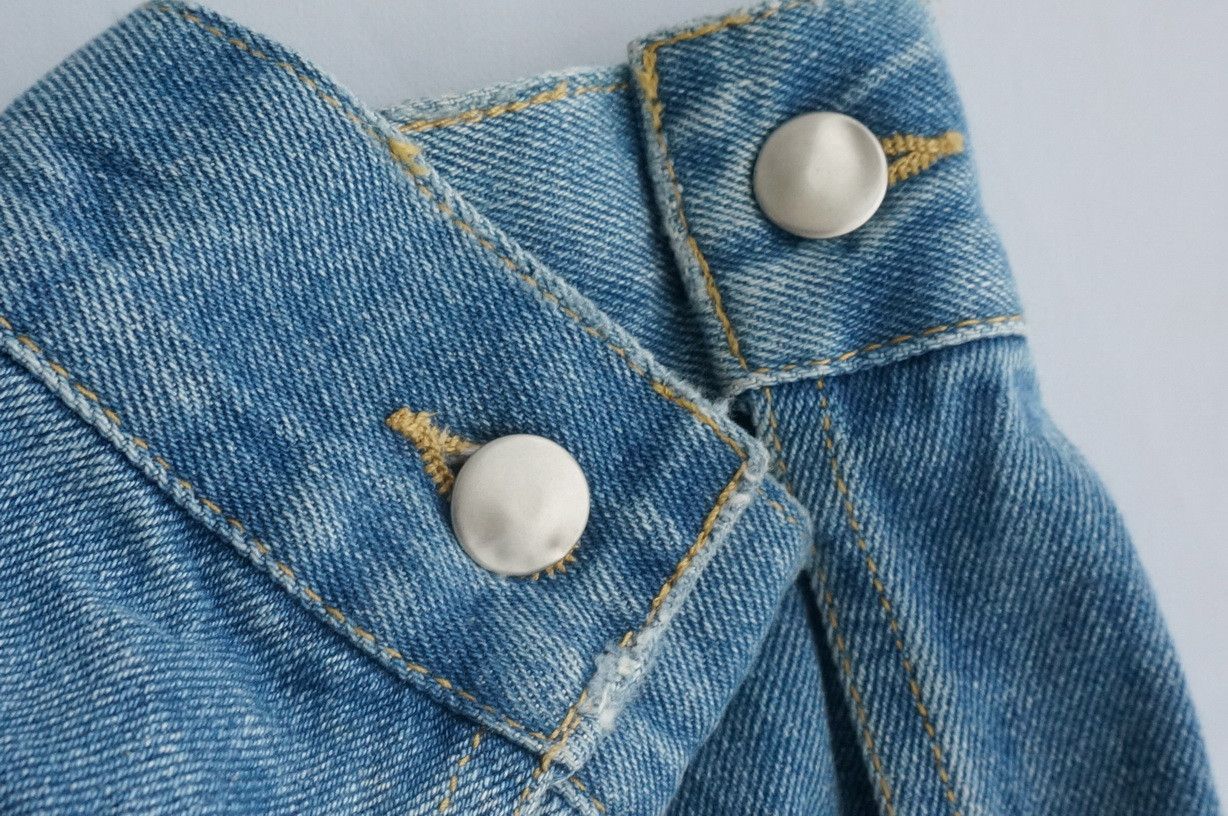 Japanese Brand ENVYM Japan Distressed Ripped Womens Denim Jacket Size XS / US 0-2 / IT 36-38 - 21 Thumbnail