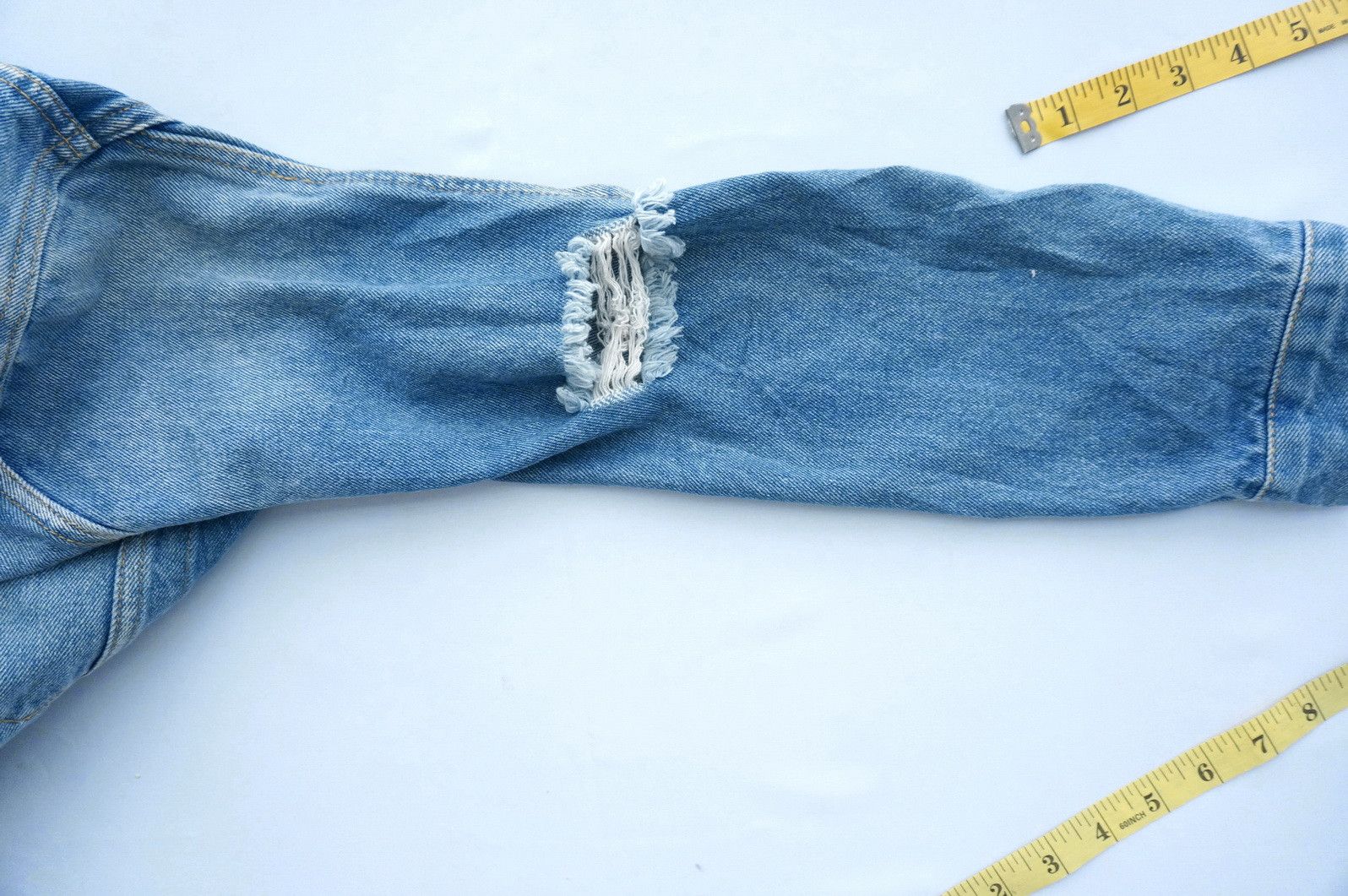 Japanese Brand ENVYM Japan Distressed Ripped Womens Denim Jacket Size XS / US 0-2 / IT 36-38 - 12 Thumbnail