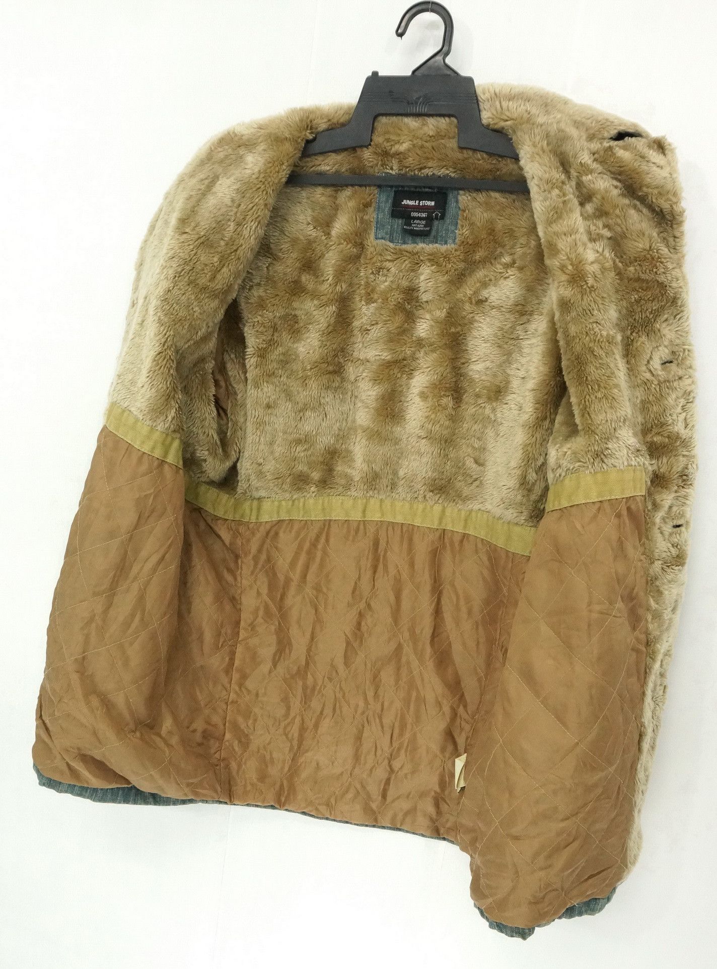 Japanese Brand Dope JUNGLE STORM Vintage Tint Faux Fur Denim Jacket Size US M / EU 48-50 / 2 - 4 Thumbnail