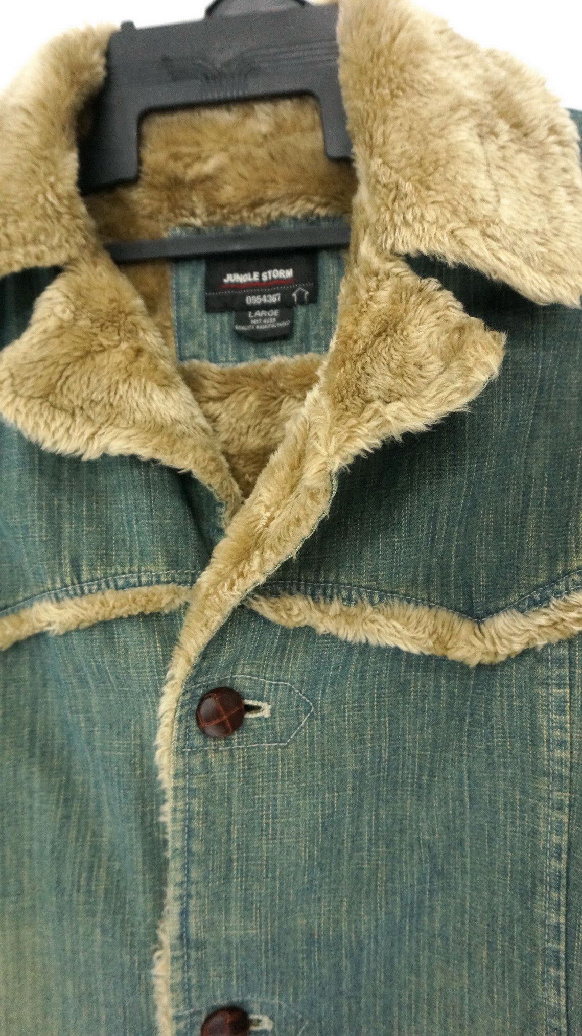 Japanese Brand Dope JUNGLE STORM Vintage Tint Faux Fur Denim Jacket Size US M / EU 48-50 / 2 - 8 Thumbnail
