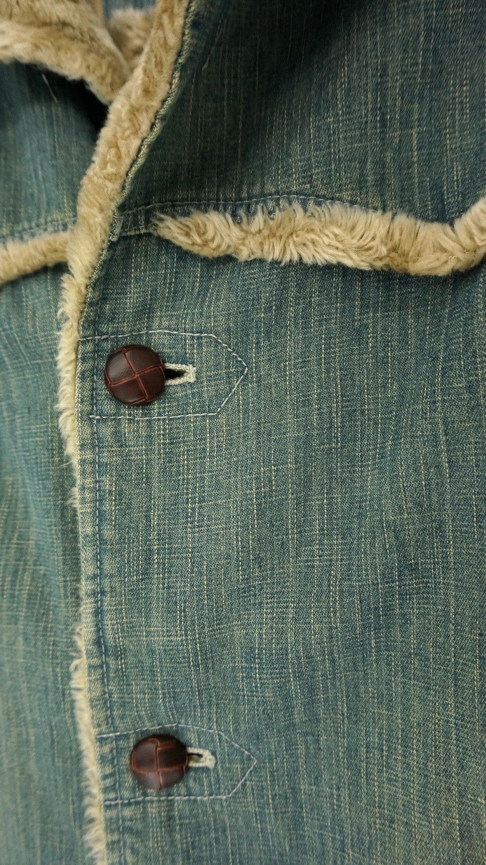 Japanese Brand Dope JUNGLE STORM Vintage Tint Faux Fur Denim Jacket Size US M / EU 48-50 / 2 - 9 Thumbnail