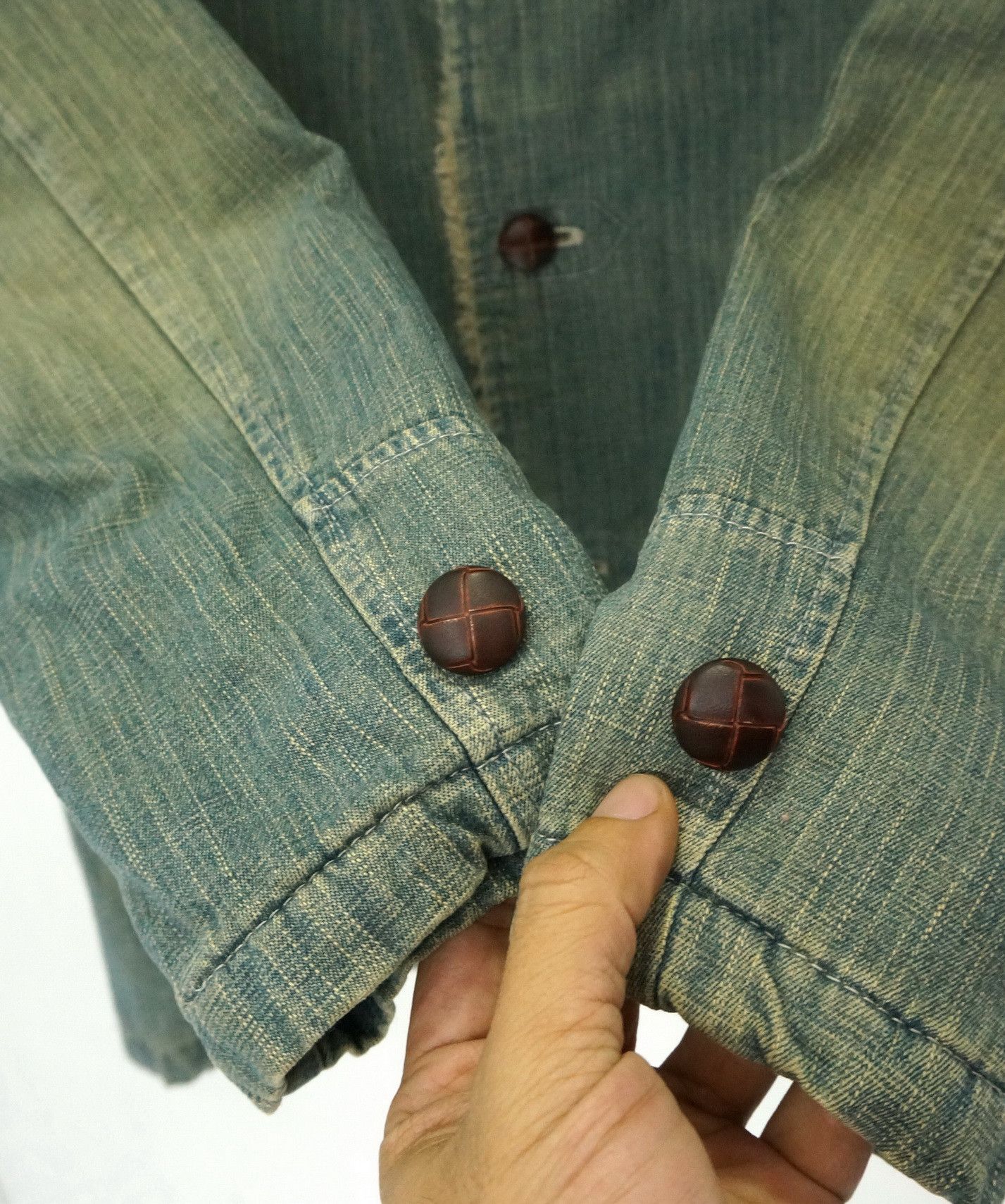 Japanese Brand Dope JUNGLE STORM Vintage Tint Faux Fur Denim Jacket Size US M / EU 48-50 / 2 - 11 Thumbnail