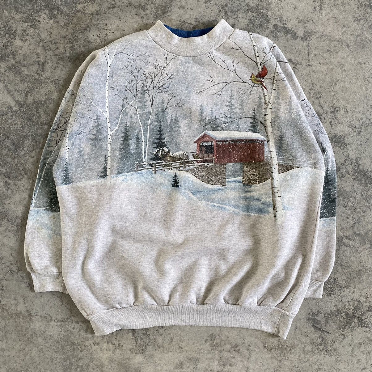 Vintage Vintage Snowy Mountain Over Print Crewneck Sweatshirt Size US L / EU 52-54 / 3 - 3 Thumbnail