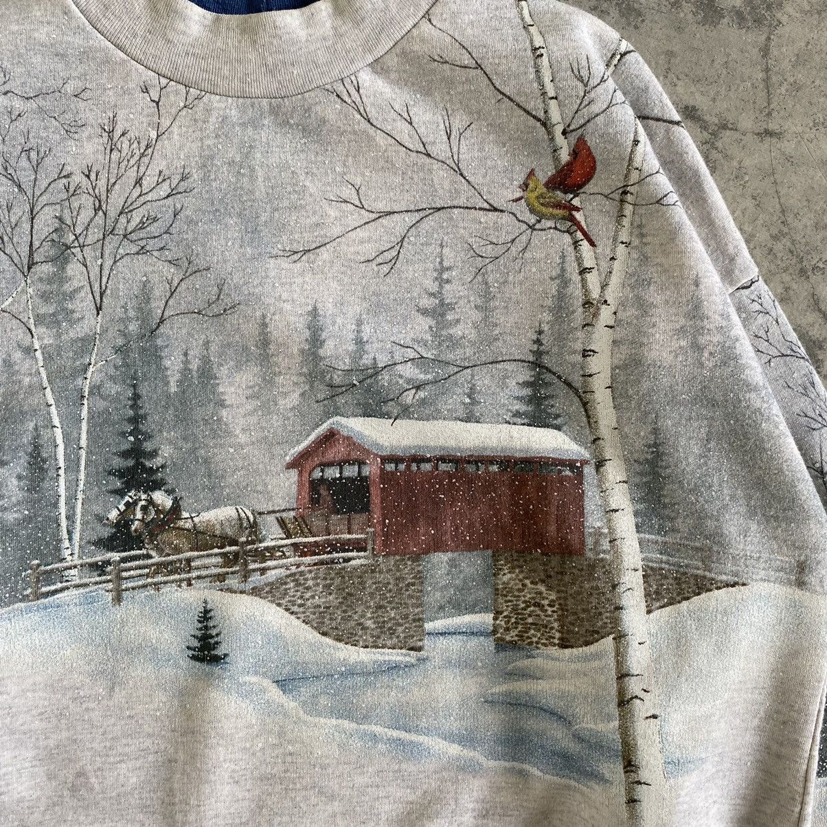 Vintage Vintage Snowy Mountain Over Print Crewneck Sweatshirt Size US L / EU 52-54 / 3 - 5 Thumbnail