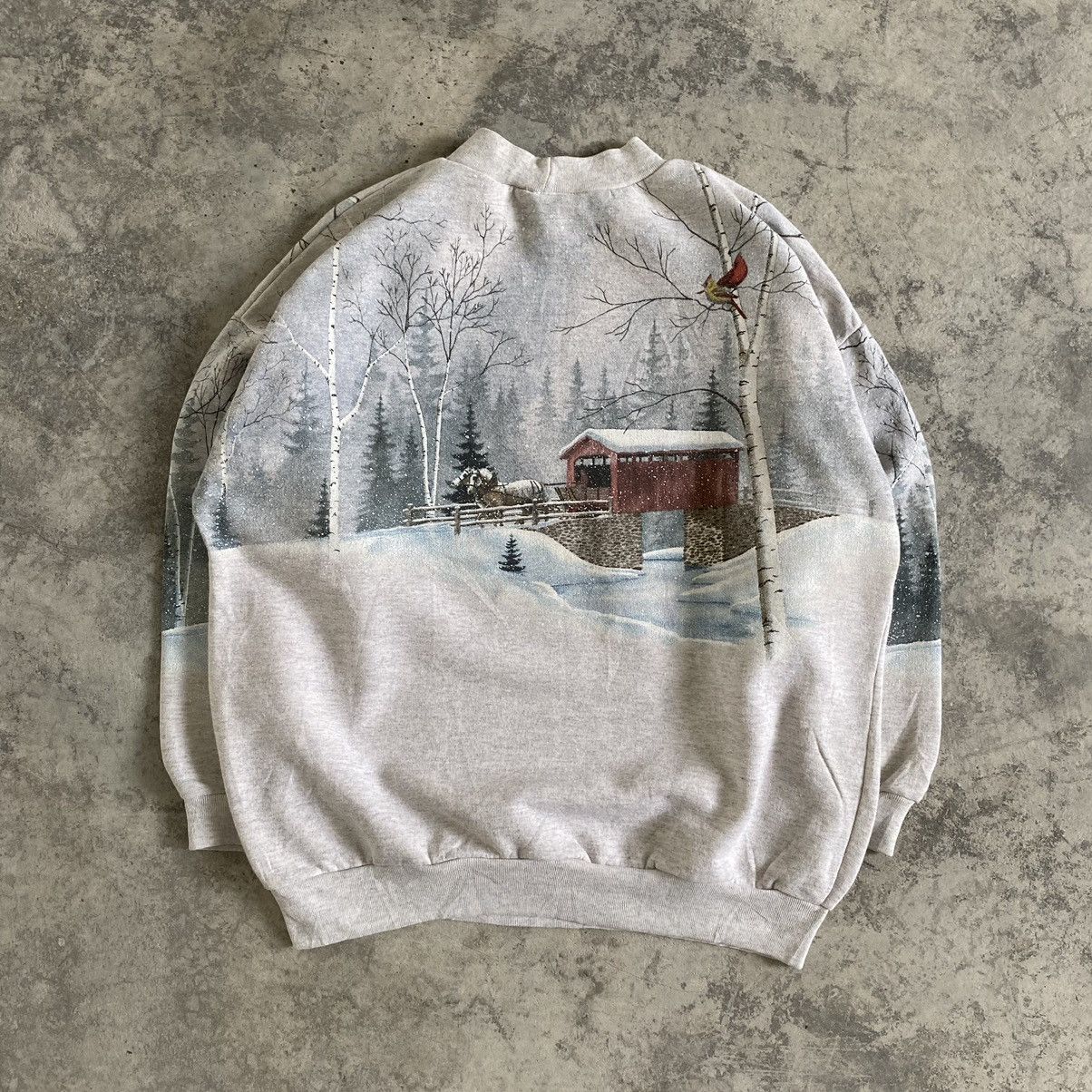 Vintage Vintage Snowy Mountain Over Print Crewneck Sweatshirt Size US L / EU 52-54 / 3 - 7 Thumbnail