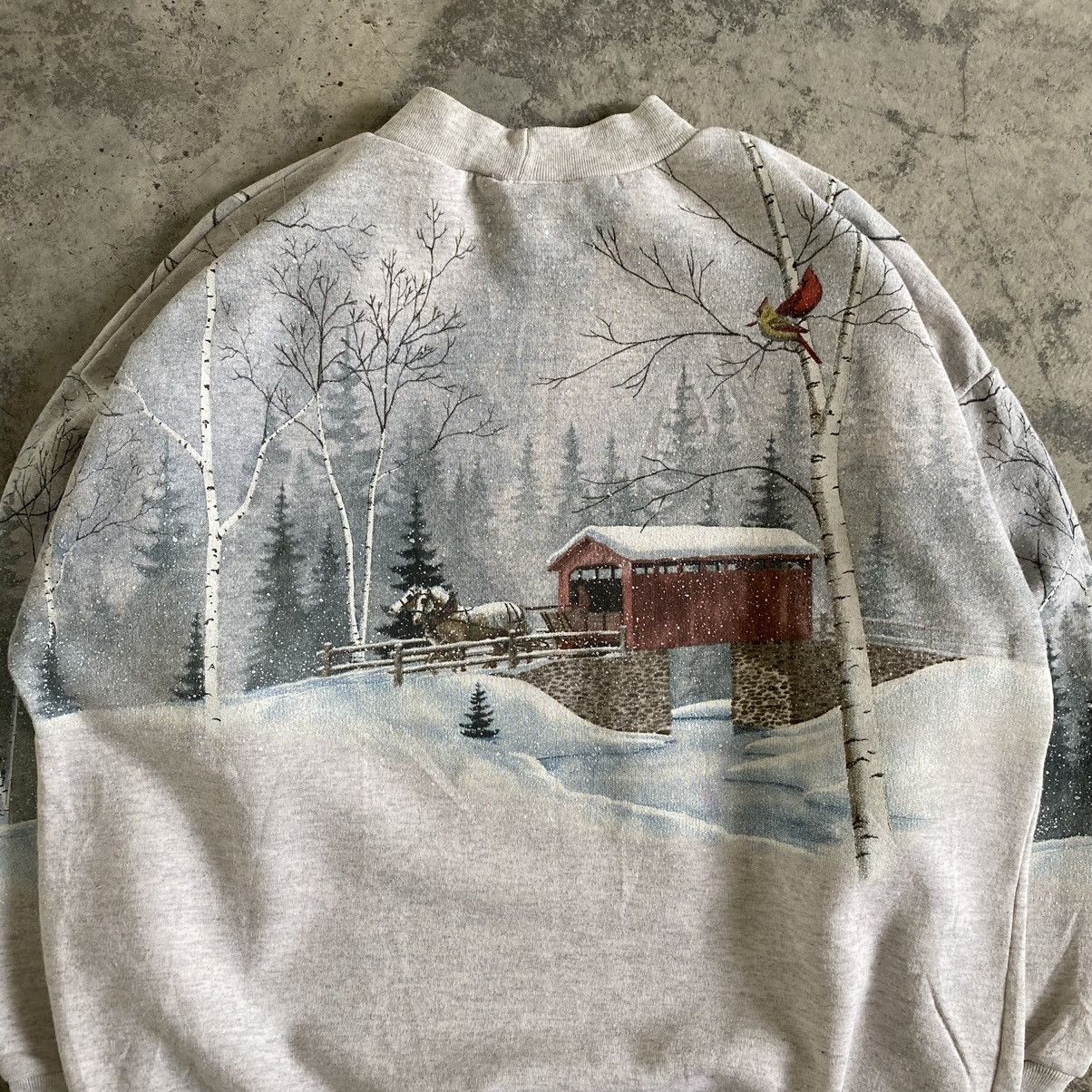 Vintage Vintage Snowy Mountain Over Print Crewneck Sweatshirt Size US L / EU 52-54 / 3 - 8 Thumbnail