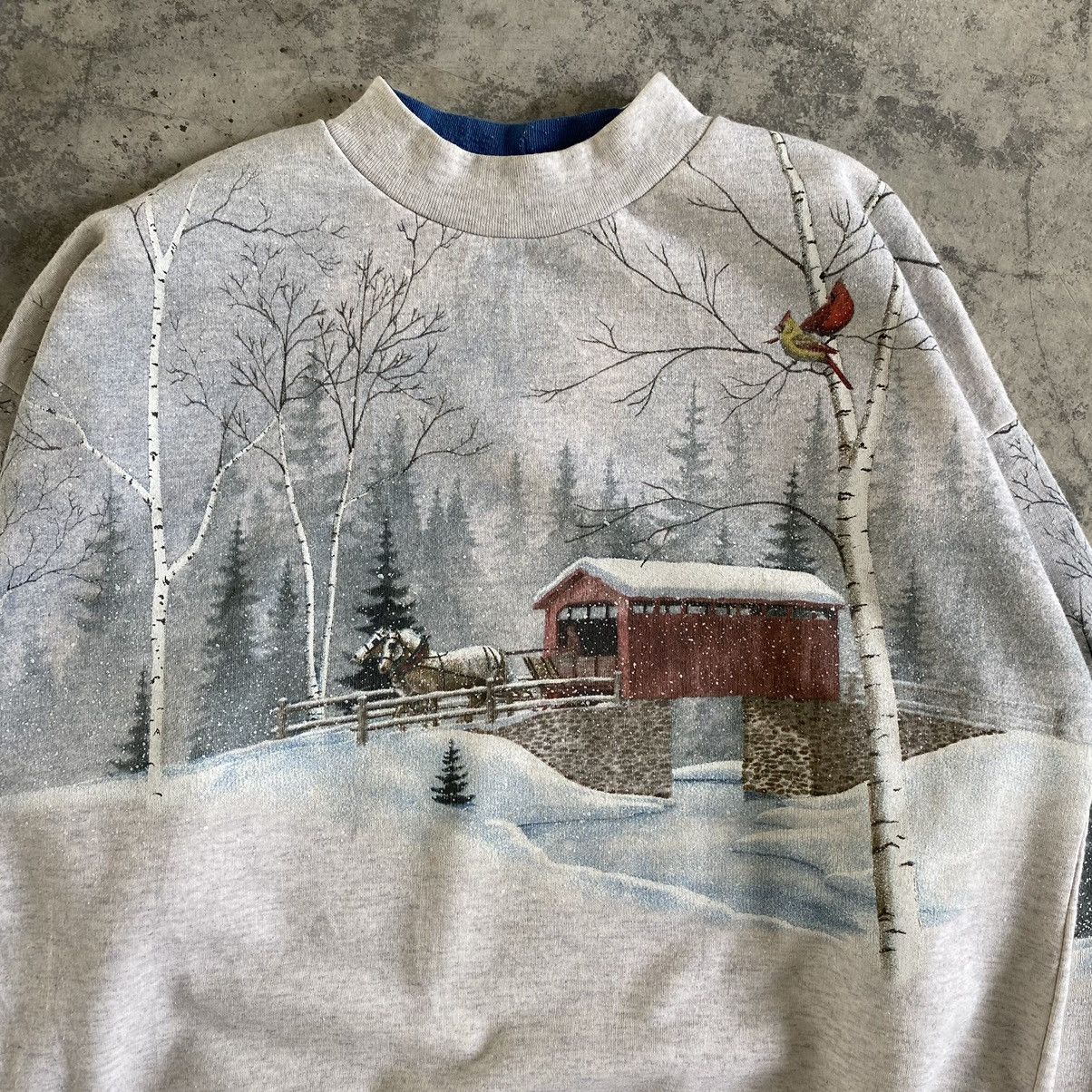 Vintage Vintage Snowy Mountain Over Print Crewneck Sweatshirt Size US L / EU 52-54 / 3 - 4 Thumbnail