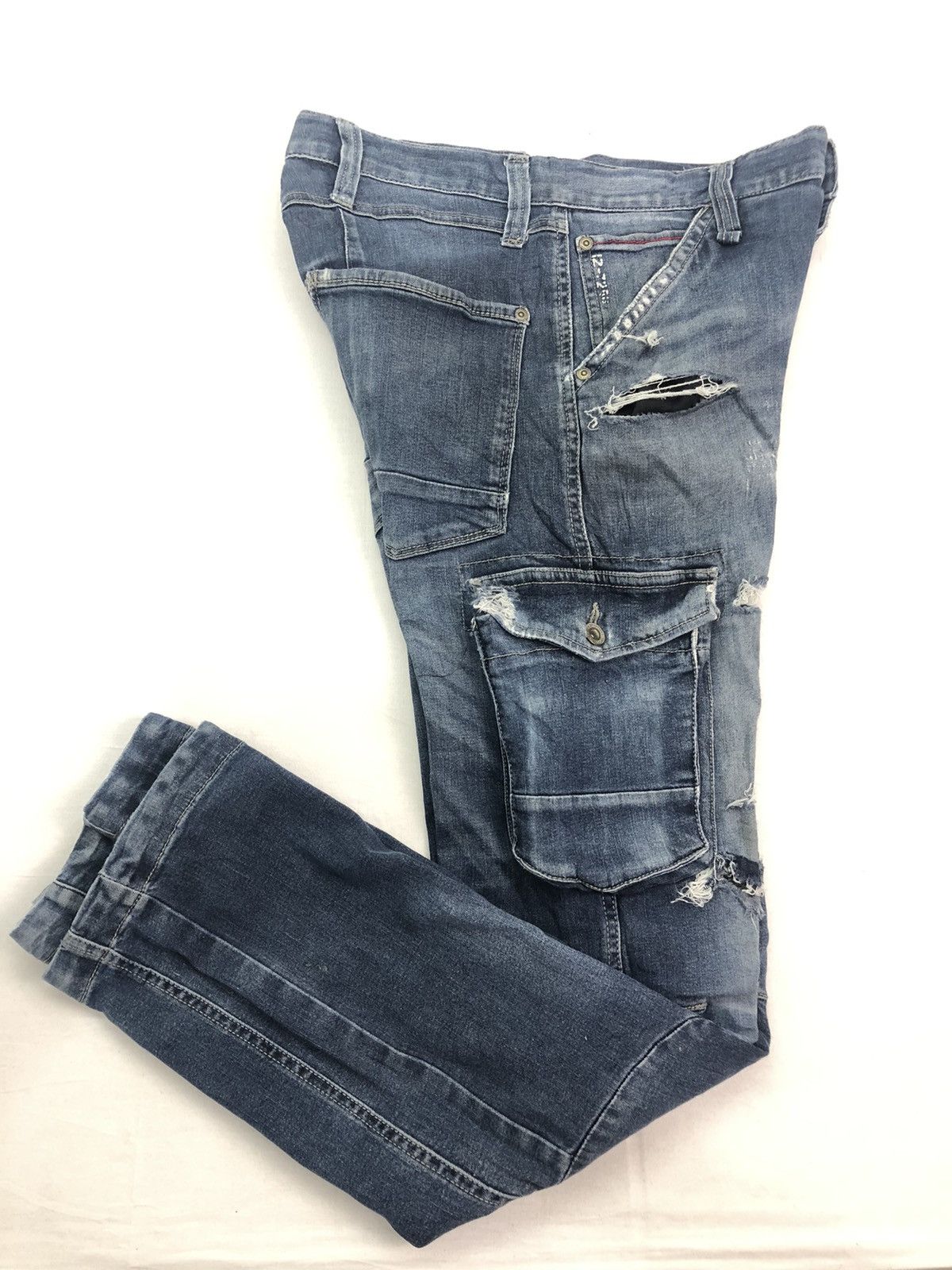 Japanese Brand Japanese IZ 7250 Distressed Denim Utility Multipocket Cargo Size US 30 / EU 46 - 18 Thumbnail