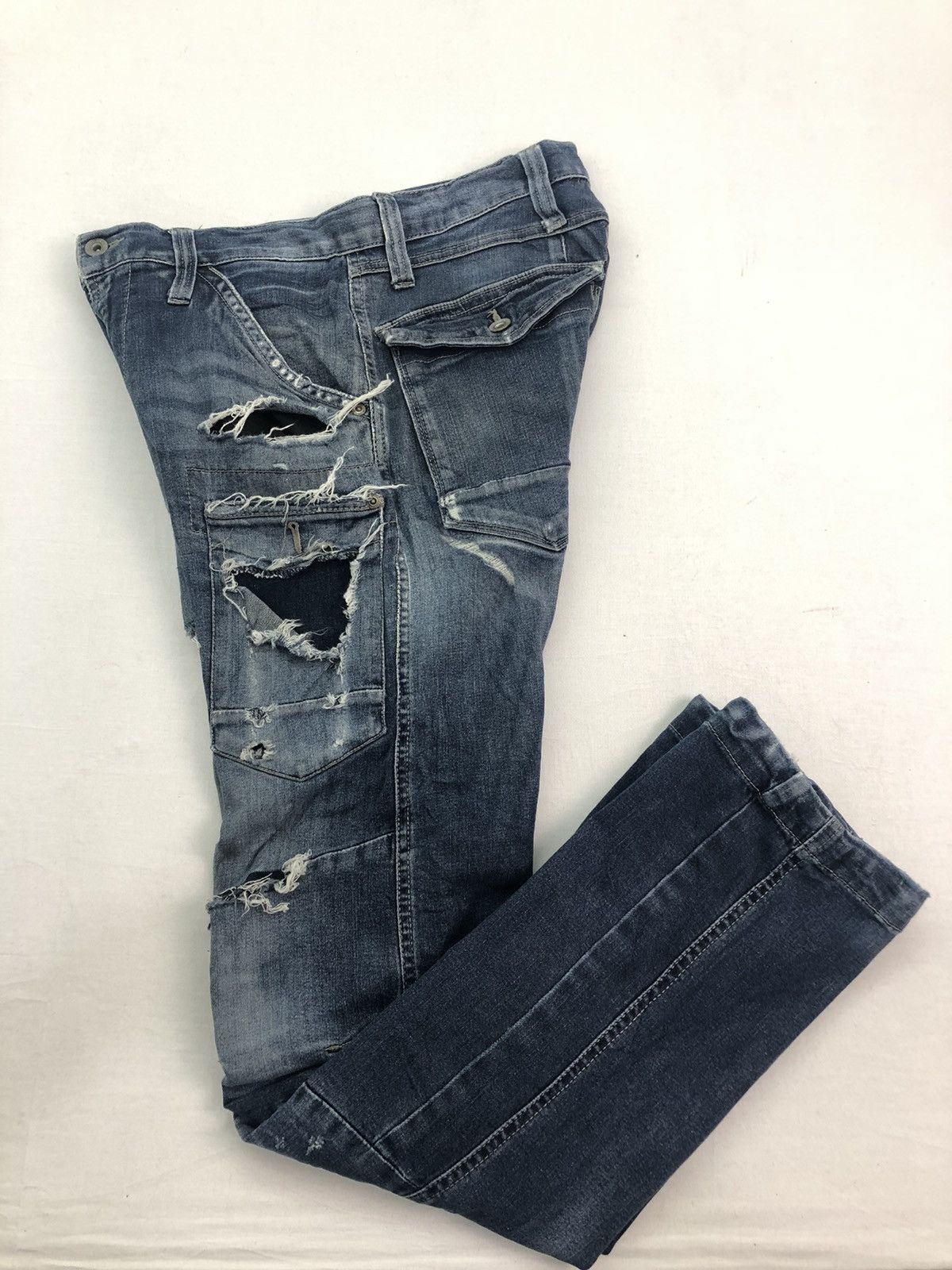 Japanese Brand Japanese IZ 7250 Distressed Denim Utility Multipocket Cargo Size US 30 / EU 46 - 21 Thumbnail