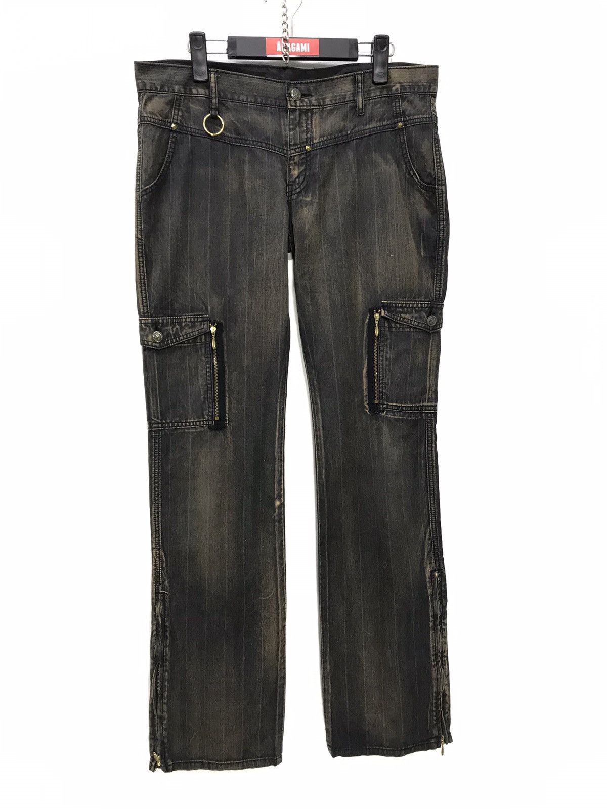 Japanese Brand Fuga Thin Denim Cargo Low Rise 32🟦 Size US 33 - 2 Thumbnail