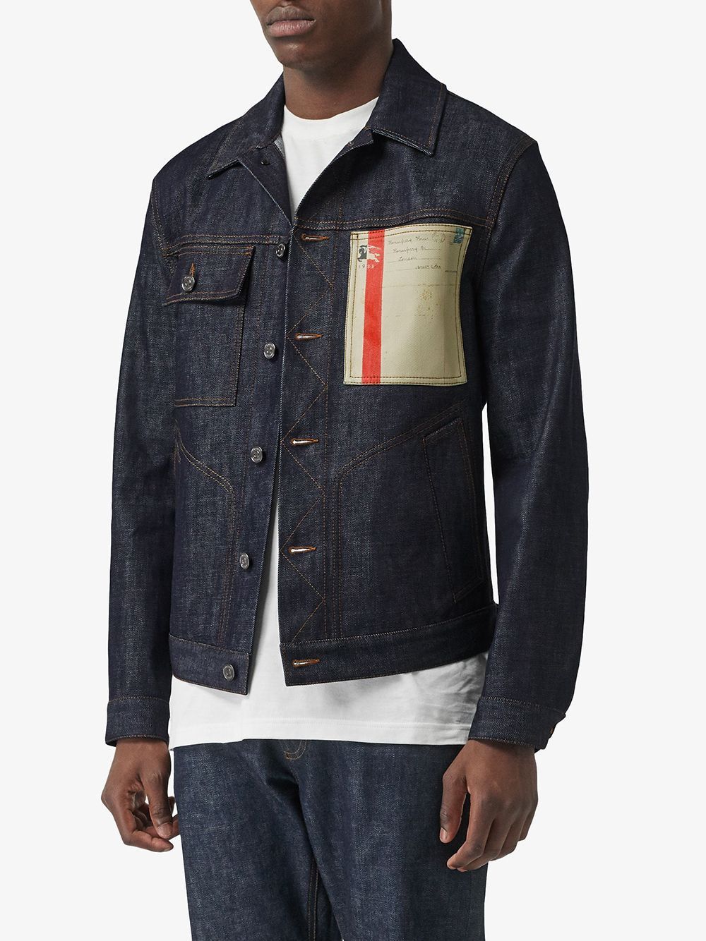 image of Burberry Slim Selvedge Blue Denim Jacket 52 Eu / Large, Men's