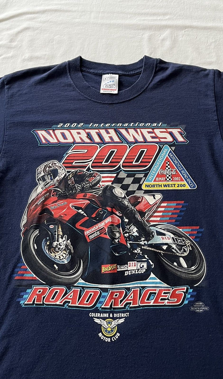 Band Tees Vintage 2002 North West 200 Road Racer Honda Moto Navy Tee Size US S / EU 44-46 / 1 - 3 Thumbnail