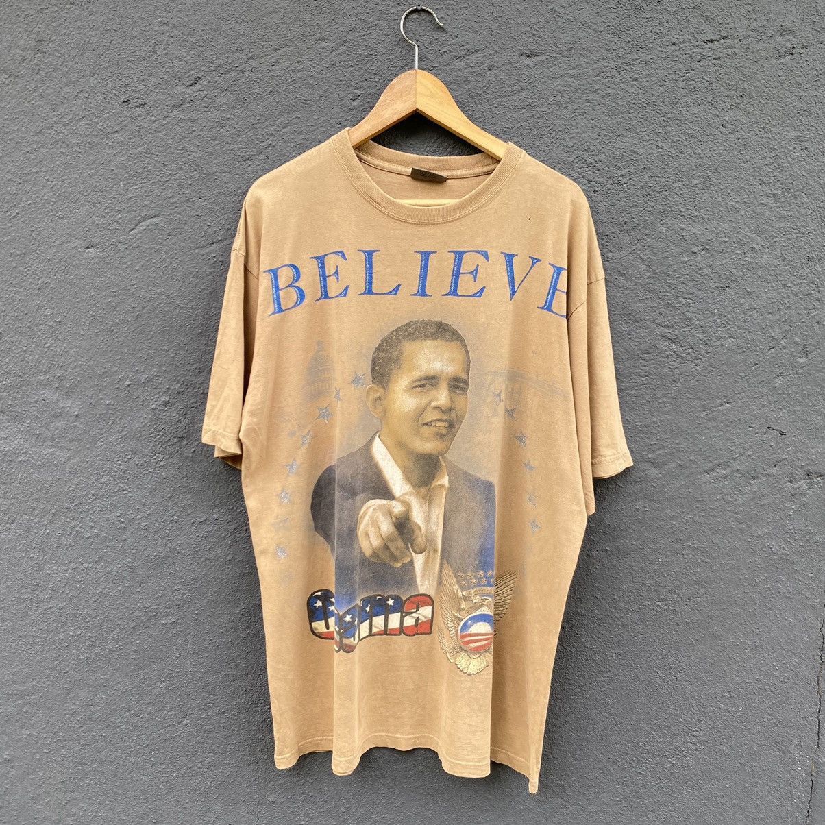 image of Faded Y2K Obama President Bootleg Tee in Brown, Men's (Size XL)