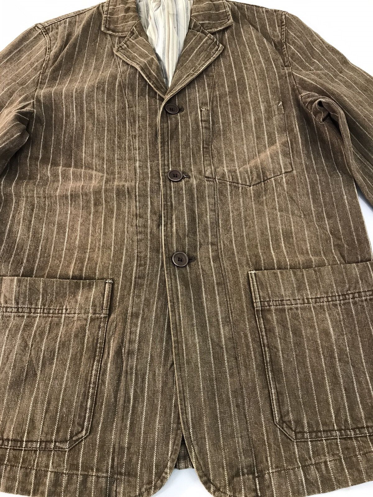 Japanese Brand × Vintage Jungle Storm Chore Jacket Button Style Double Pocket Striped Size US L / EU 52-54 / 3 - 2 Thumbnail