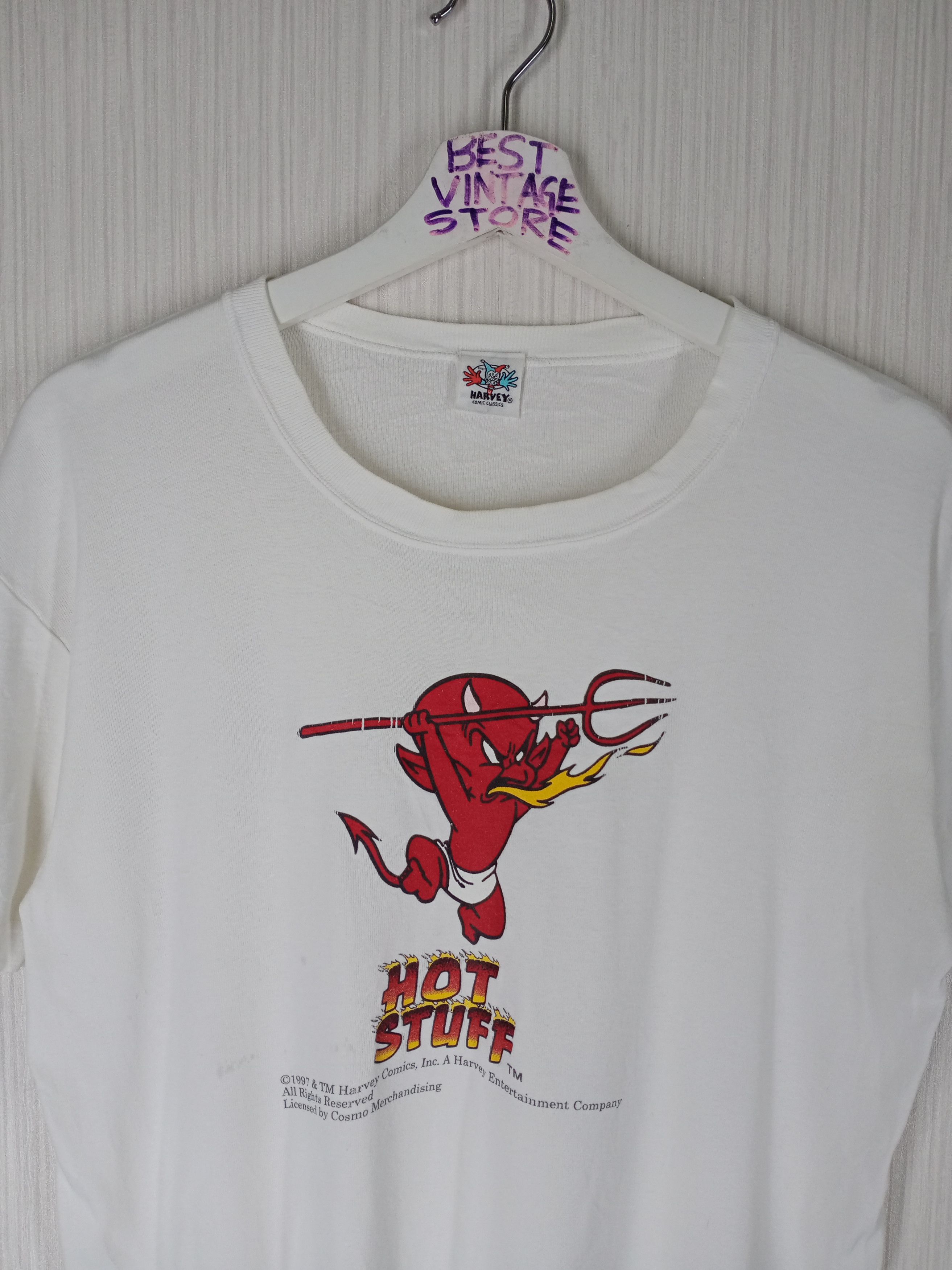 Vintage vintage 1997 Hot Stuff Red Devil Harvey Comics Tshirt Size US M / EU 48-50 / 2 - 6 Thumbnail
