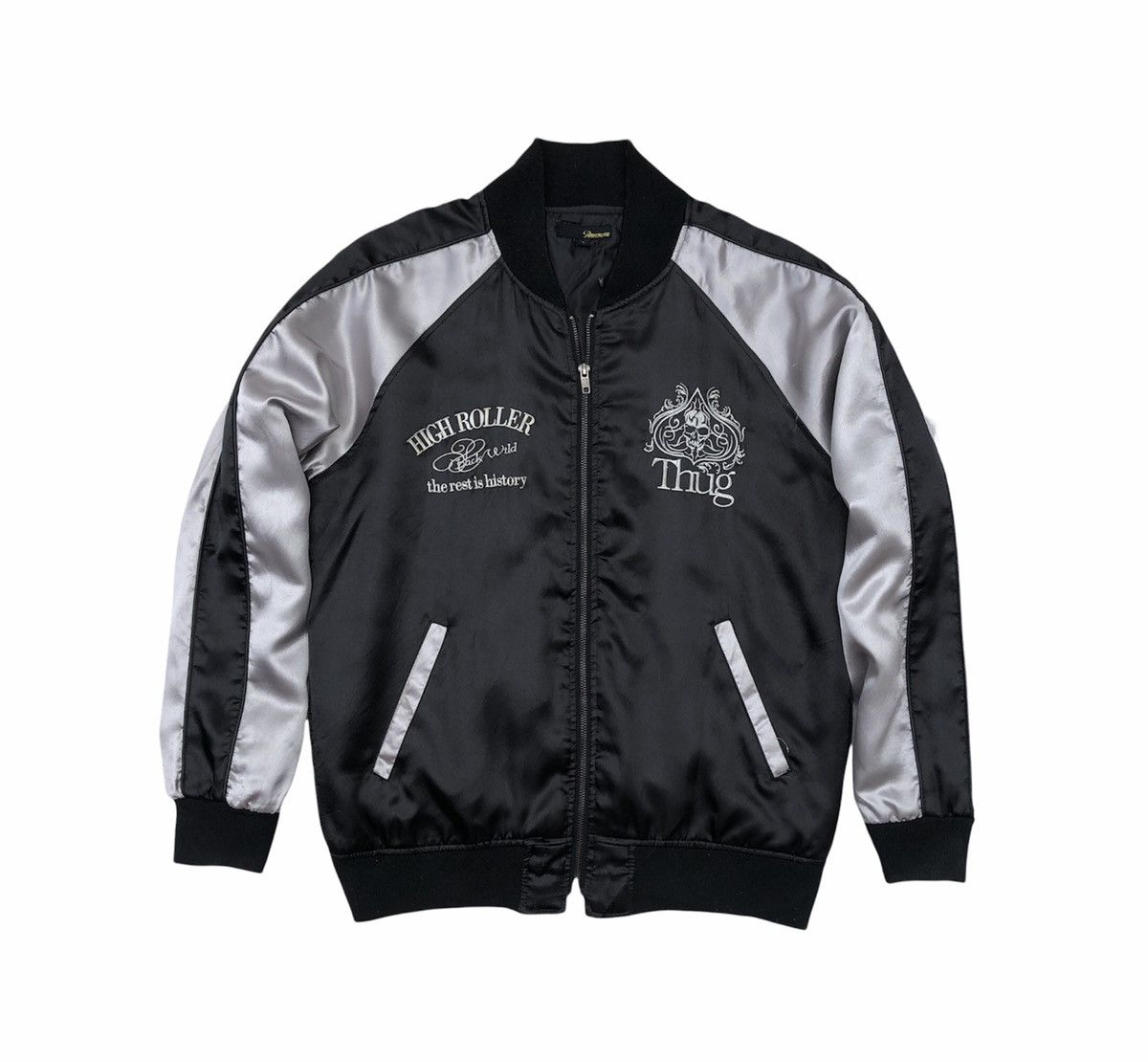 Japanese Brand Six Feet Und Punk Rock Grunge Flaming Bones Satin Jacket Size US M / EU 48-50 / 2 - 7 Thumbnail