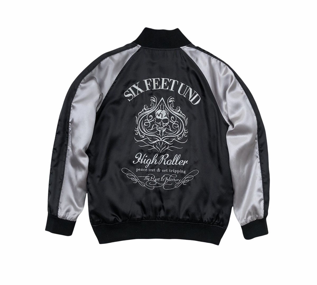 Japanese Brand Six Feet Und Punk Rock Grunge Flaming Bones Satin Jacket Size US M / EU 48-50 / 2 - 5 Thumbnail