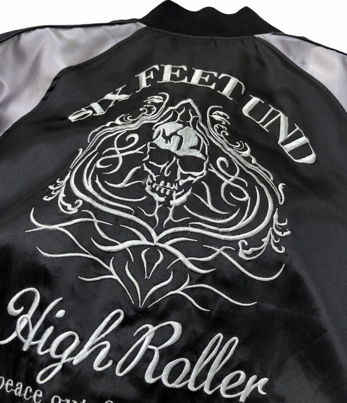 Japanese Brand Six Feet Und Punk Rock Grunge Flaming Bones Satin Jacket Size US M / EU 48-50 / 2 - 6 Thumbnail