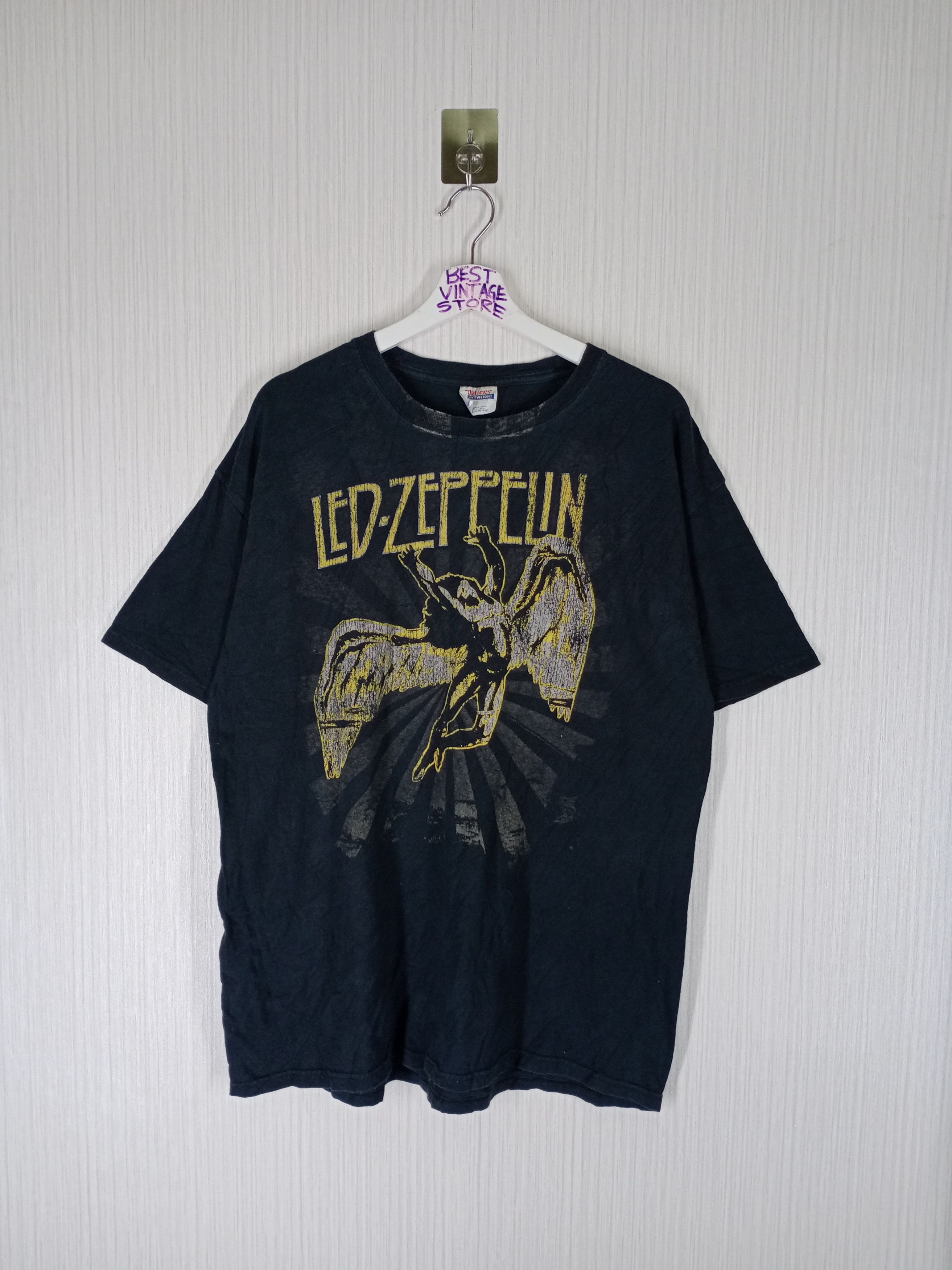 LED ZEPPELIN Led Zeppelin Band T-shirt Band T Men's M size unclear brown type Vintage Second Hand